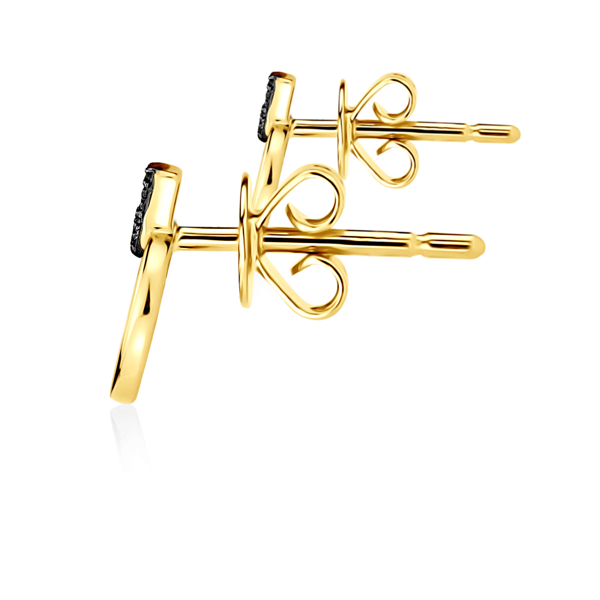 Kolczyki kółka Savicki: złote, czarne diamenty - 3