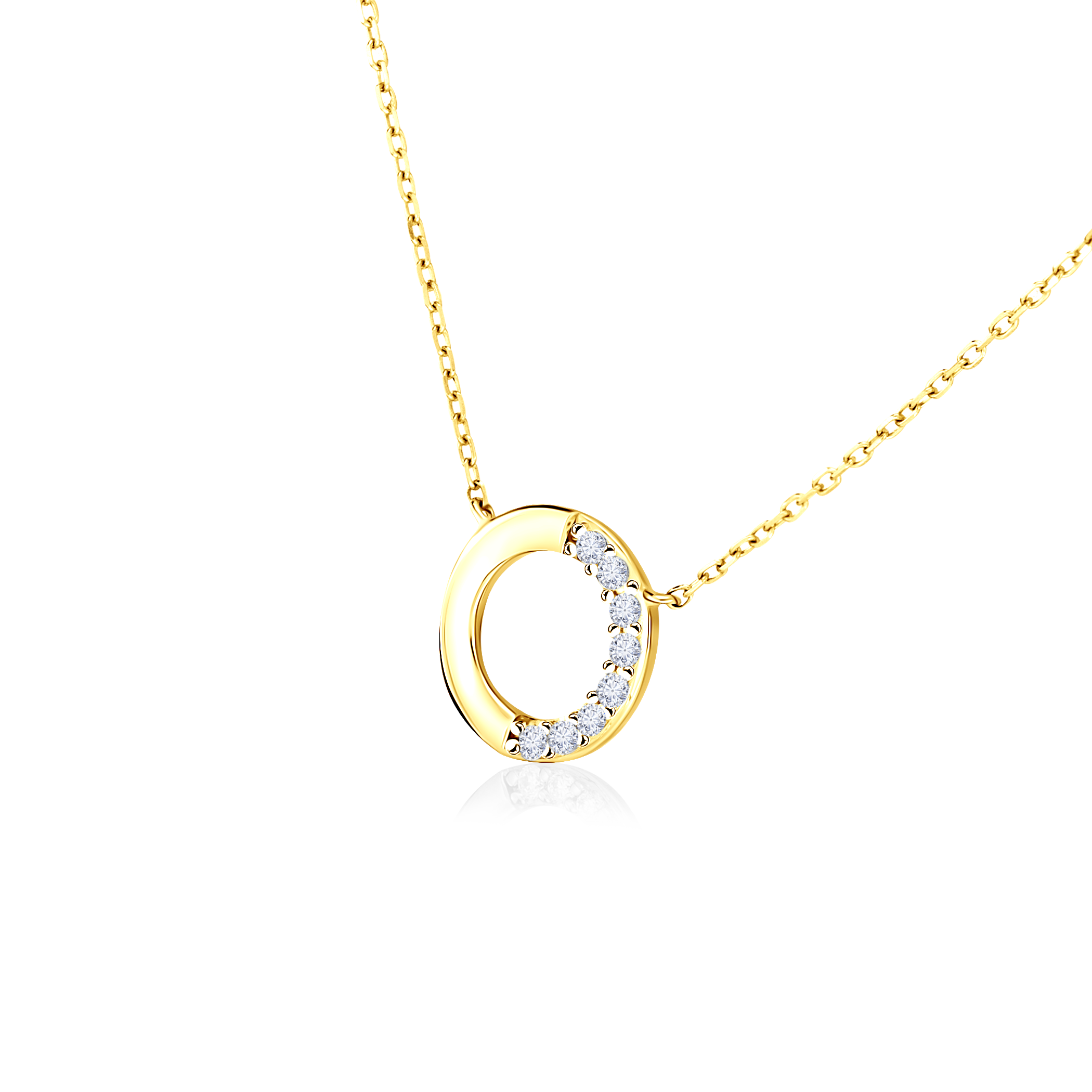 Naszyjnik koło złoty 585 z białymi diamentami 0.05ct 45 cm - 3