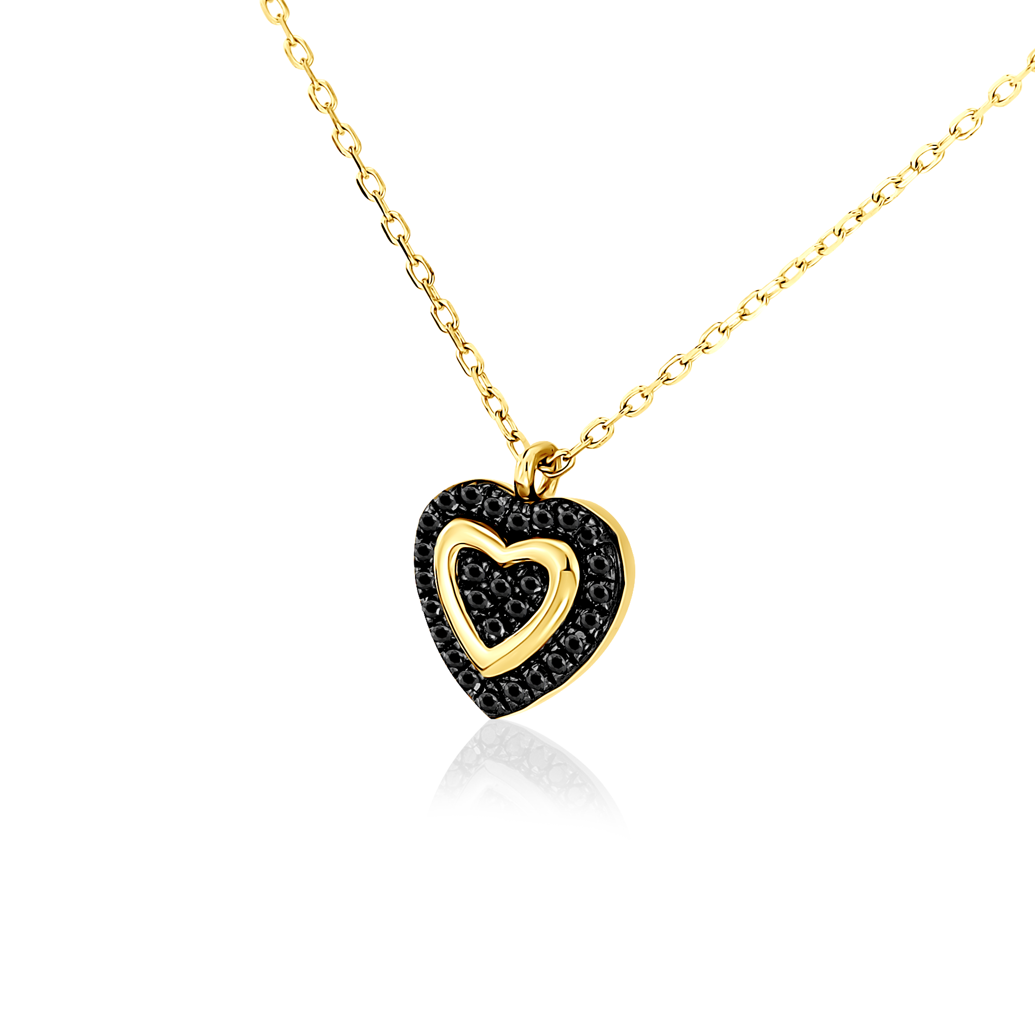 Naszyjnik serce Savicki: złoty, czarne diamenty - 3