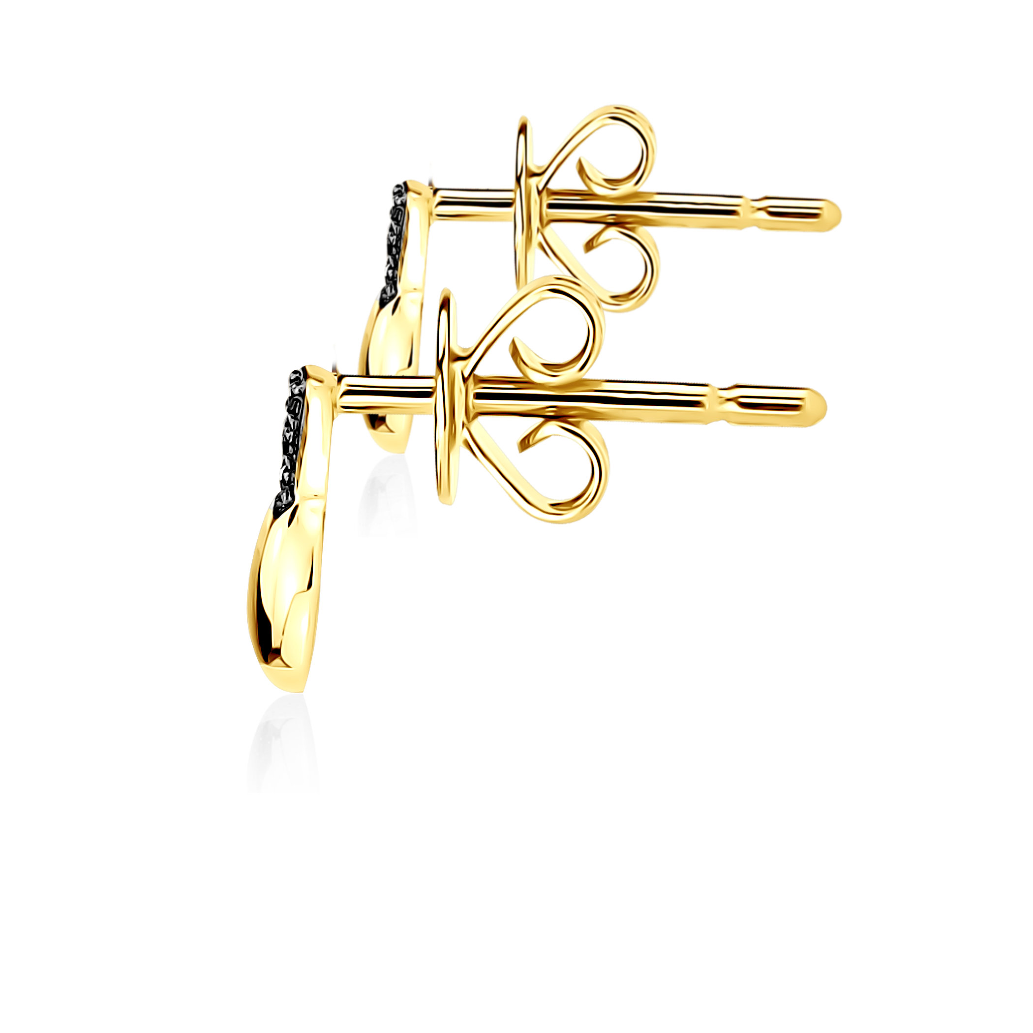 Kolczyki Savicki: złote, czarne diamenty - 3