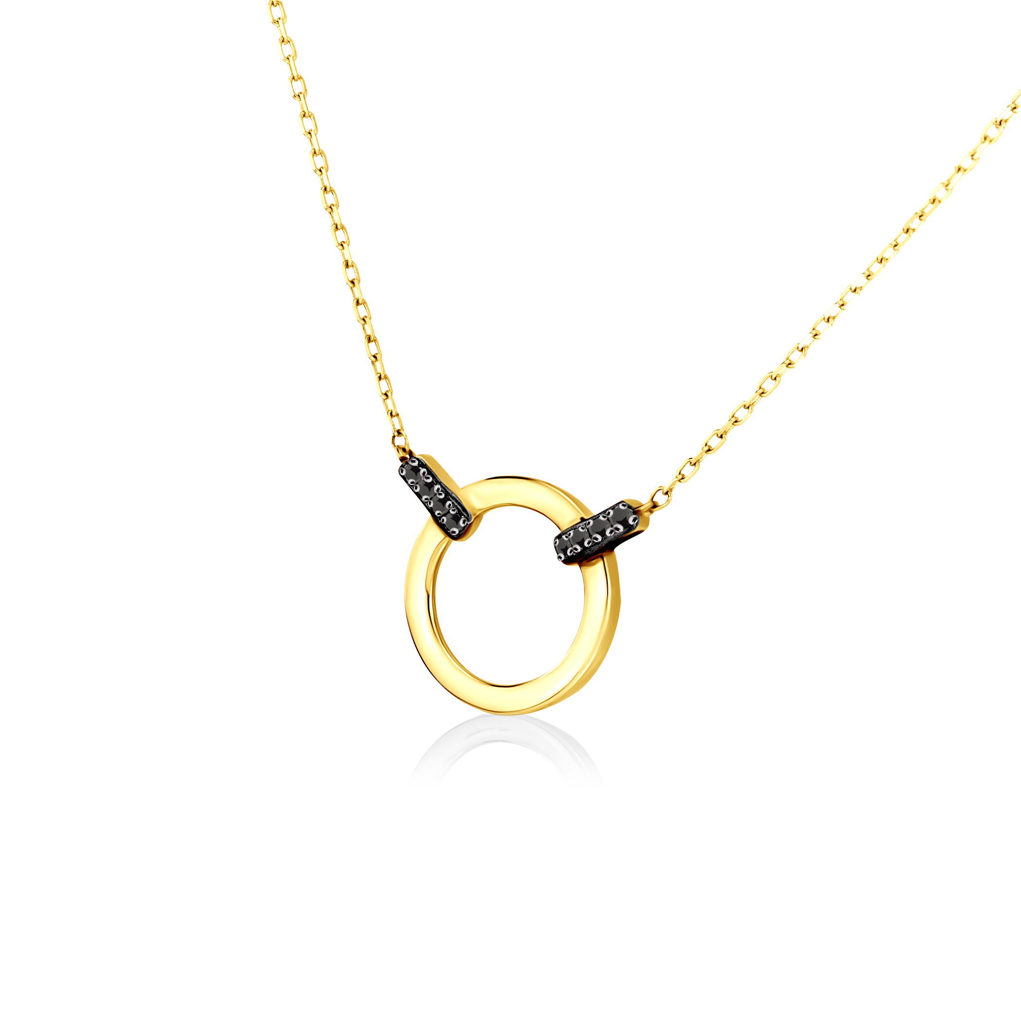 Naszyjnik koło złoty 585 z czarnymi diamentami 0.01ct 43 cm - 3