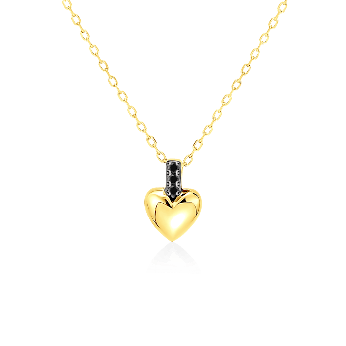 SAVICKI heart necklace: gold, black diamonds
