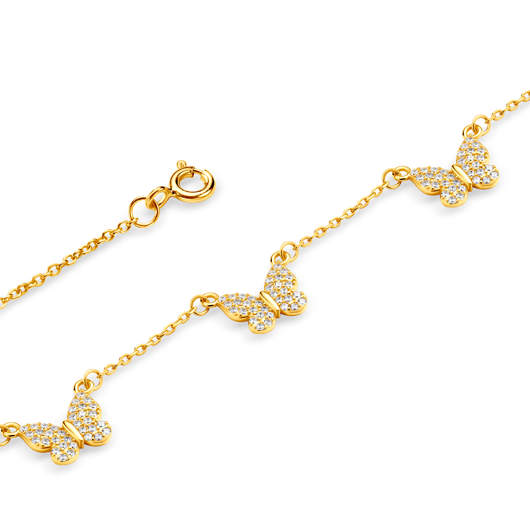 Naszyjnik motylki Savicki: srebrny pozłacany, cyrkonie - 3