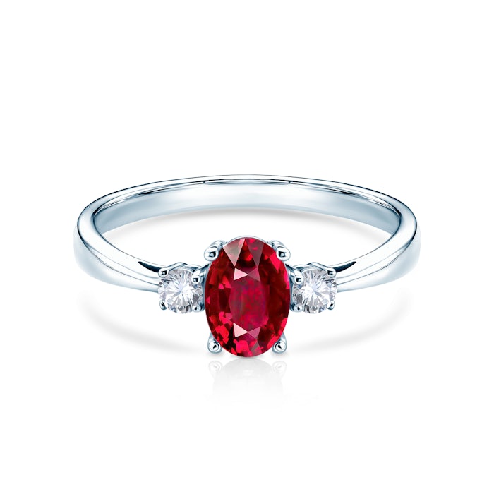 Prsteň Red Passion: biele zlato, rubín