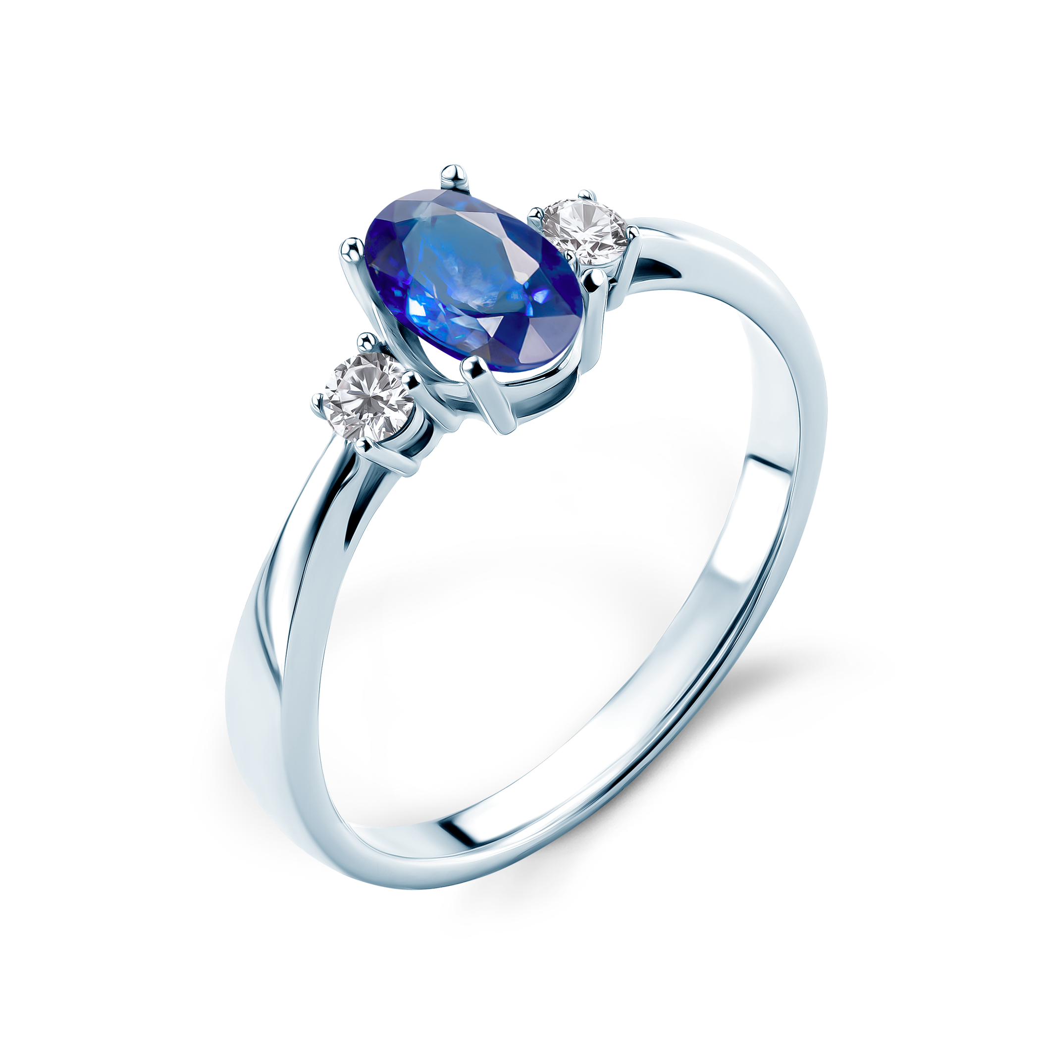 Pierścionek Heart of the Ocean: białe złoto, niebieski szafir