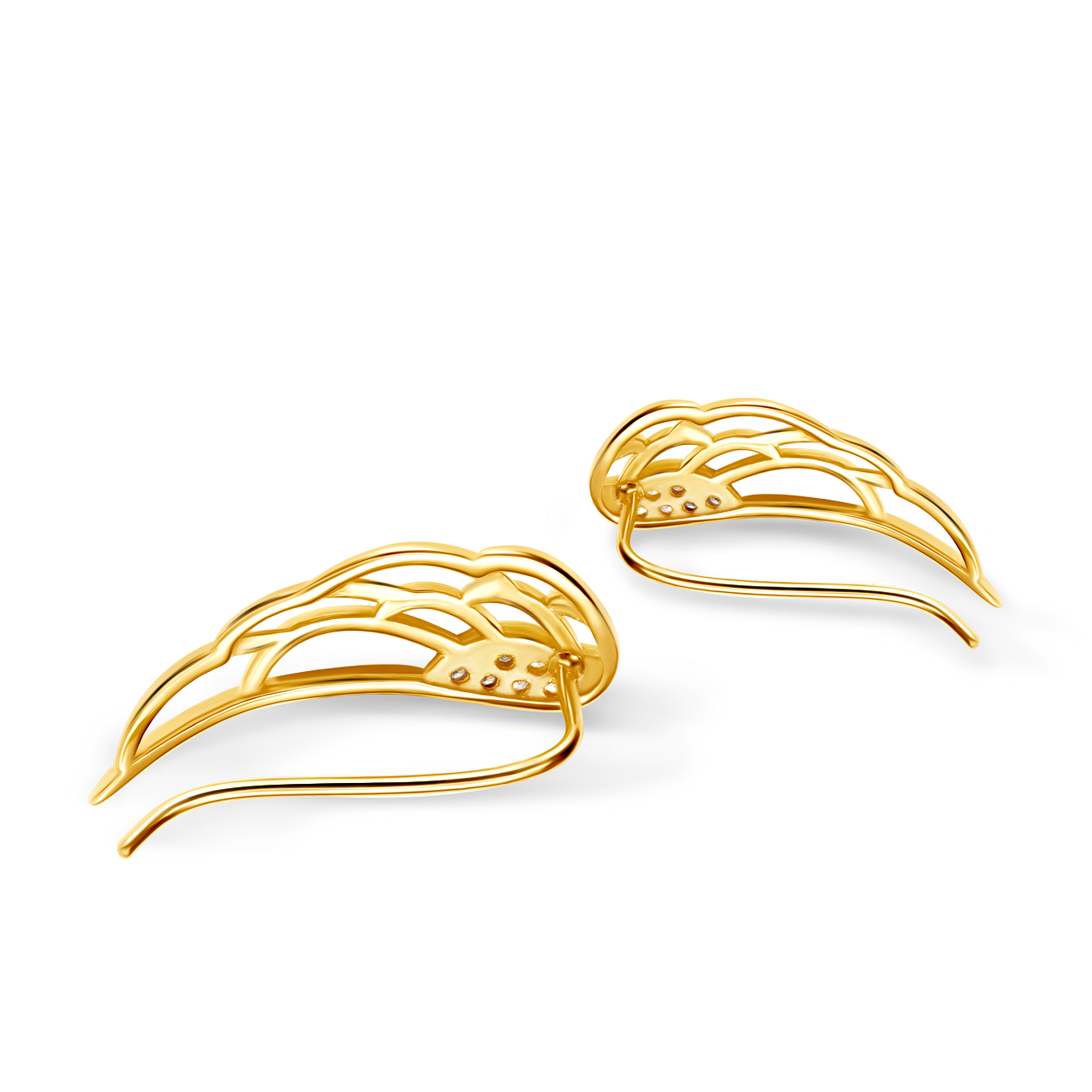 Kolczyki skrzydła Savicki: srebrne pozłacane, cyrkonie - 3