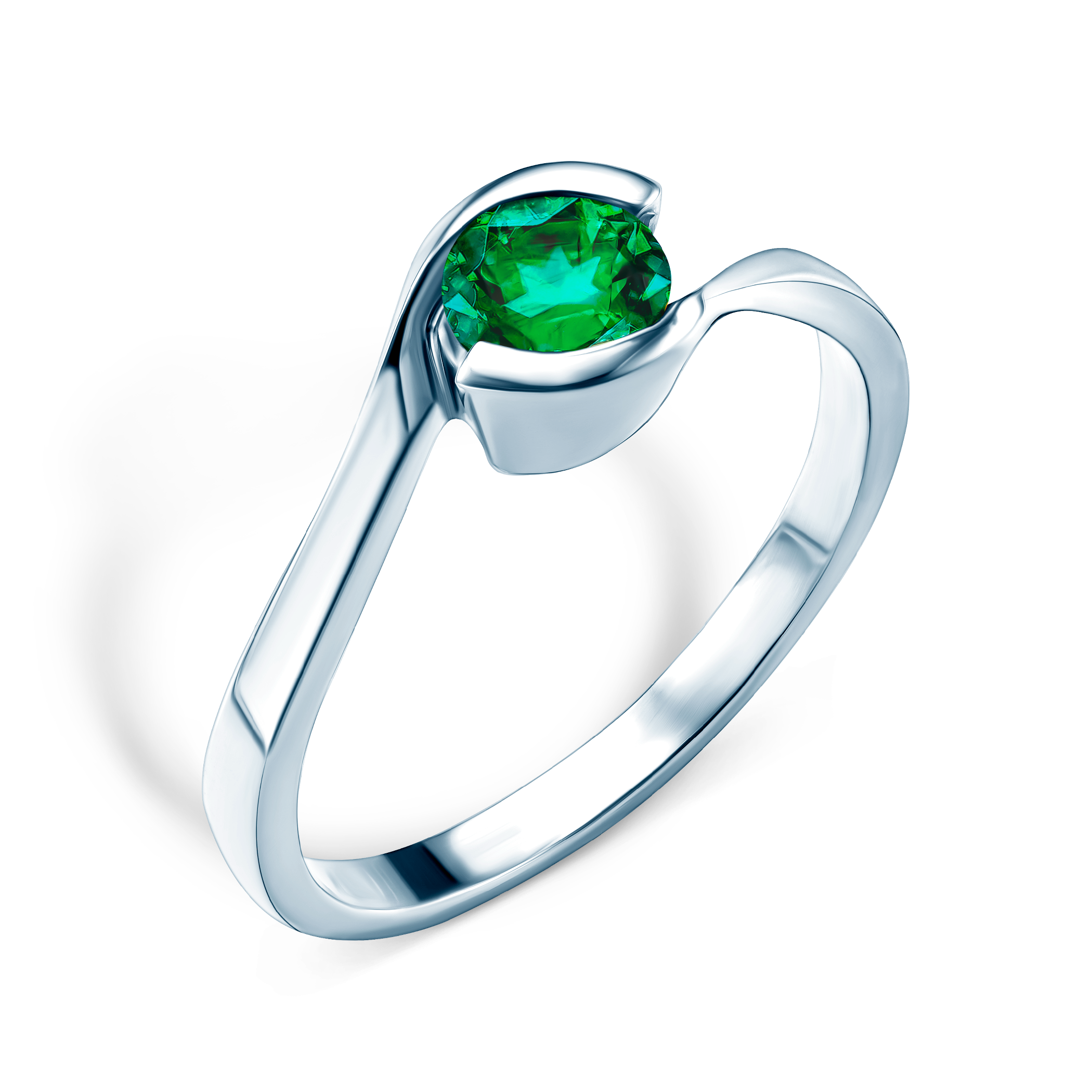 Pierścionek Secret Garden: białe złoto, szmaragd