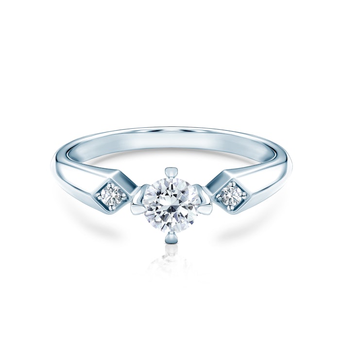Three-Stone Engagement Ring: white gold, diamonds