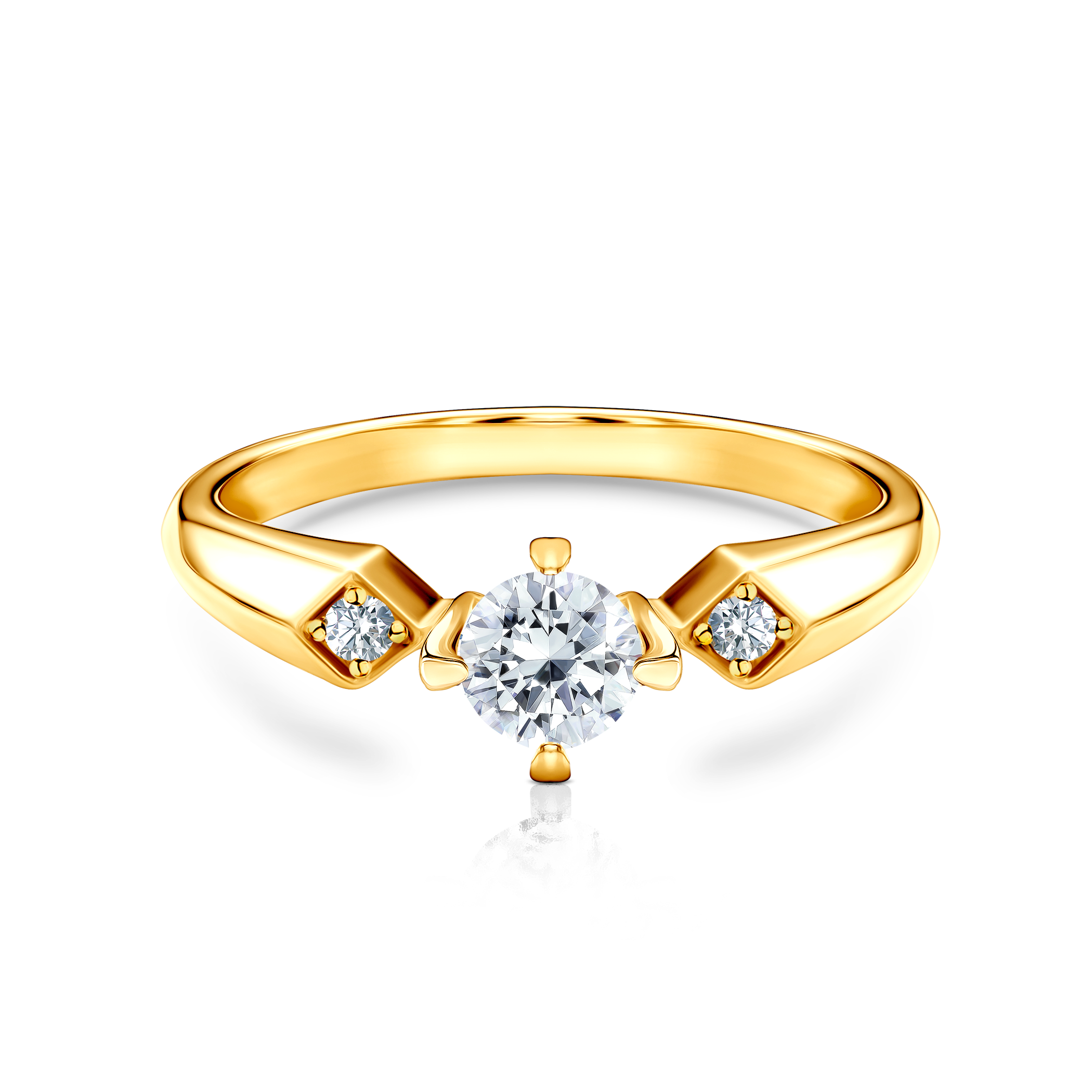 Three-Stone Engagement Ring: gold, diamonds