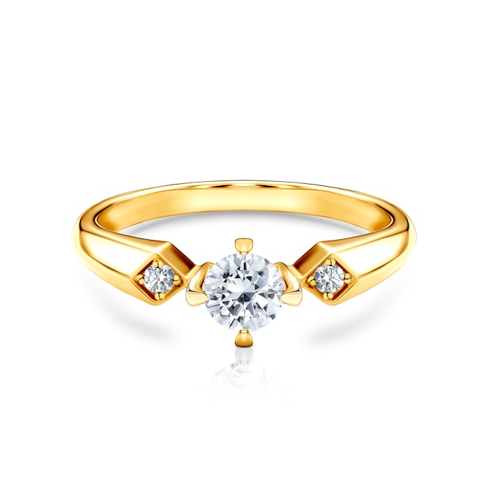 Three-Stone Engagement Ring: gold, diamonds