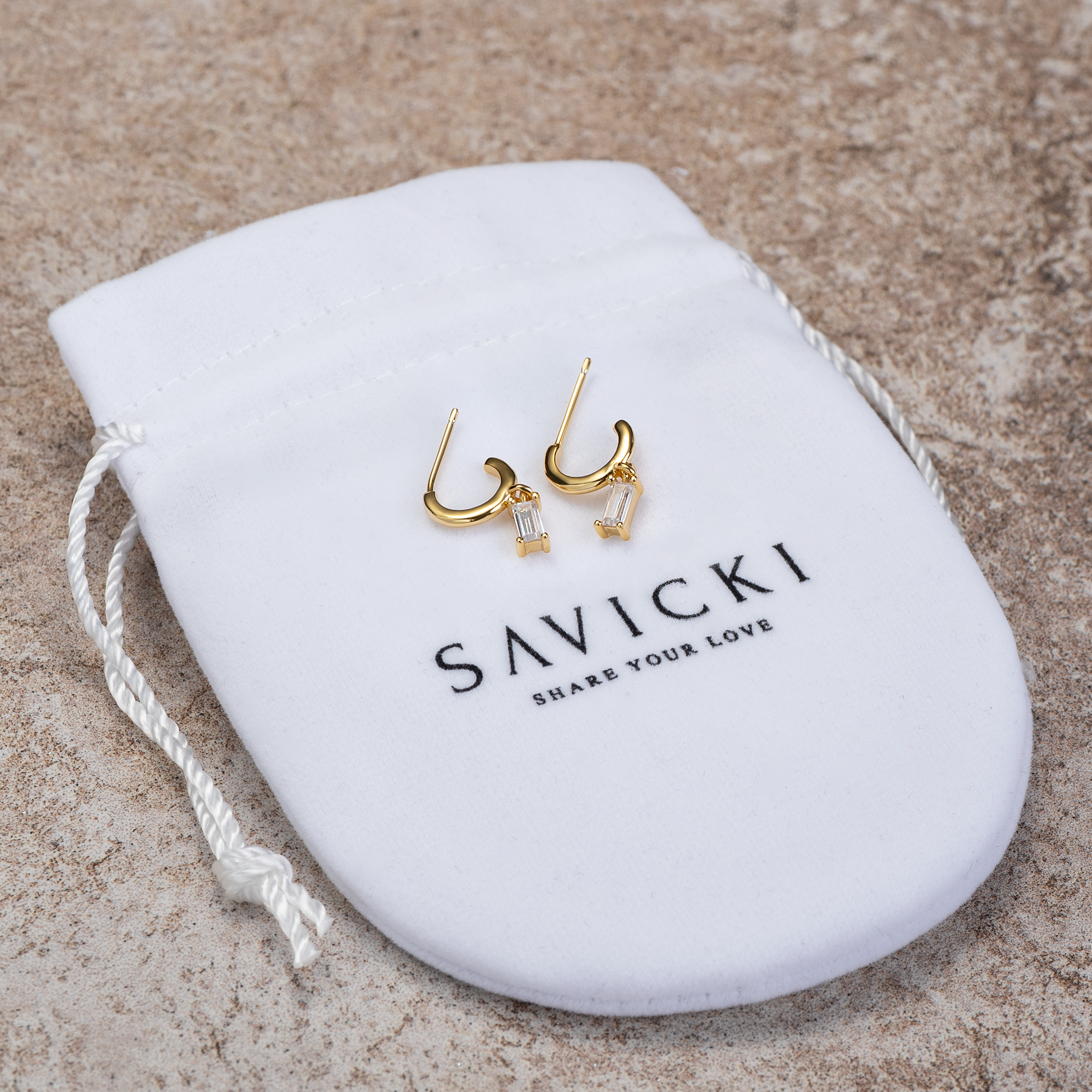 Kolczyki Savicki: srebrne pozłacane, cyrkonie - 4