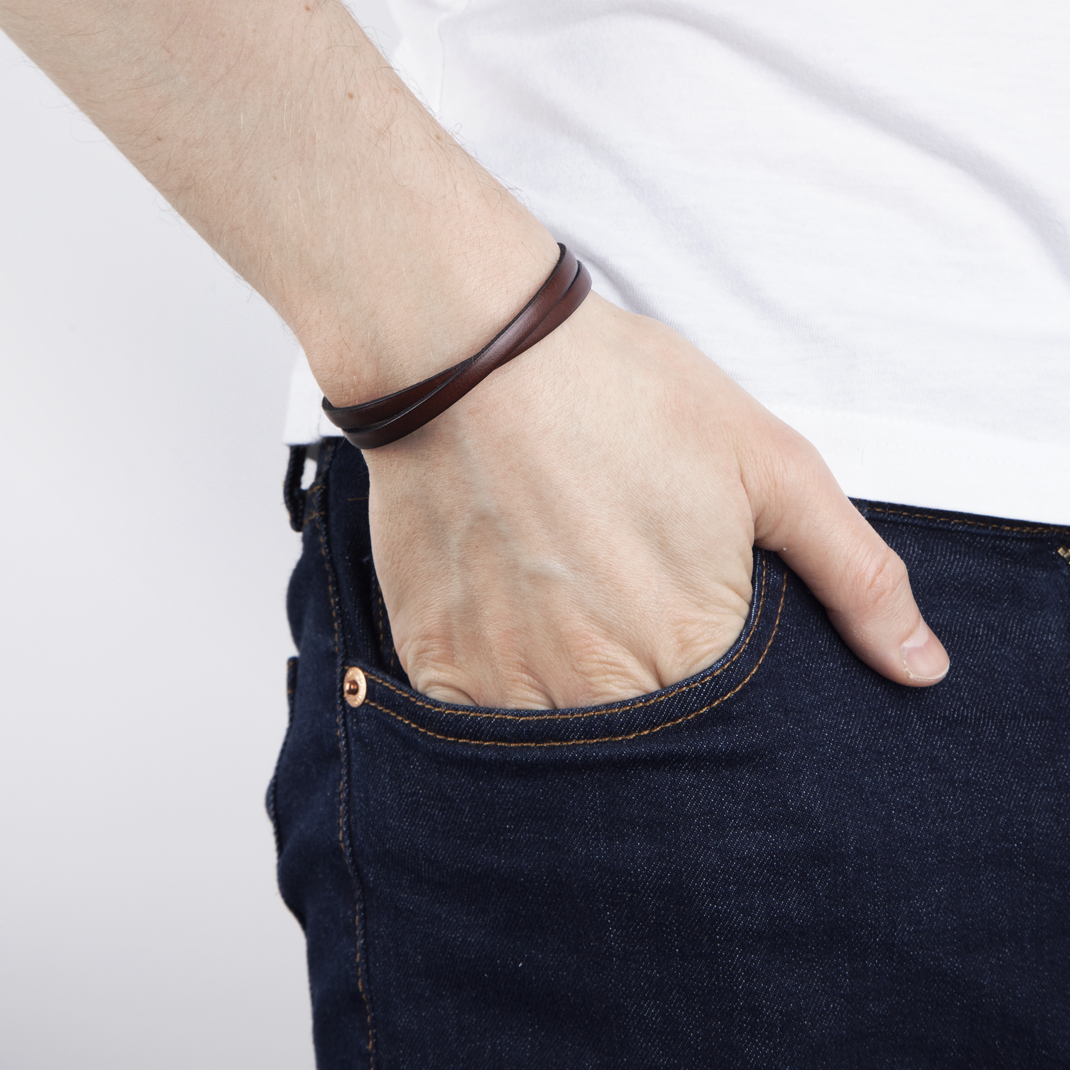 Bransoletka męska Savicki: skóra, stal