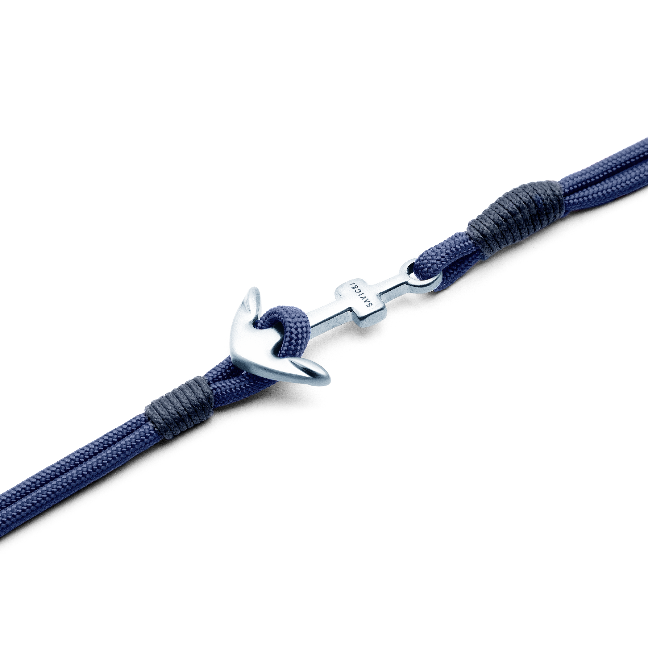 Bransoletka męska kotwica Savicki: rzemień, stal