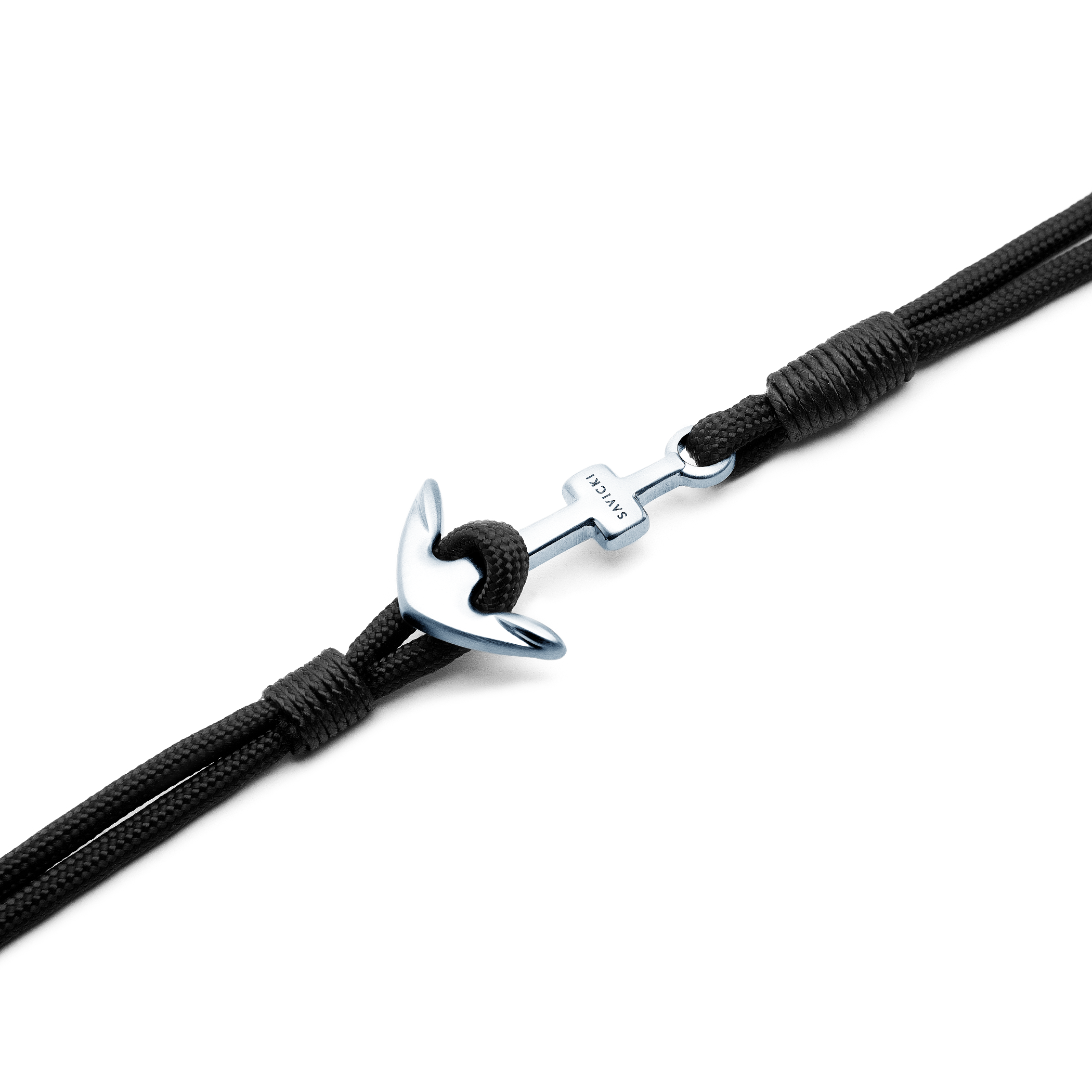 Bransoletka męska kotwica Savicki: rzemień, stal - 3