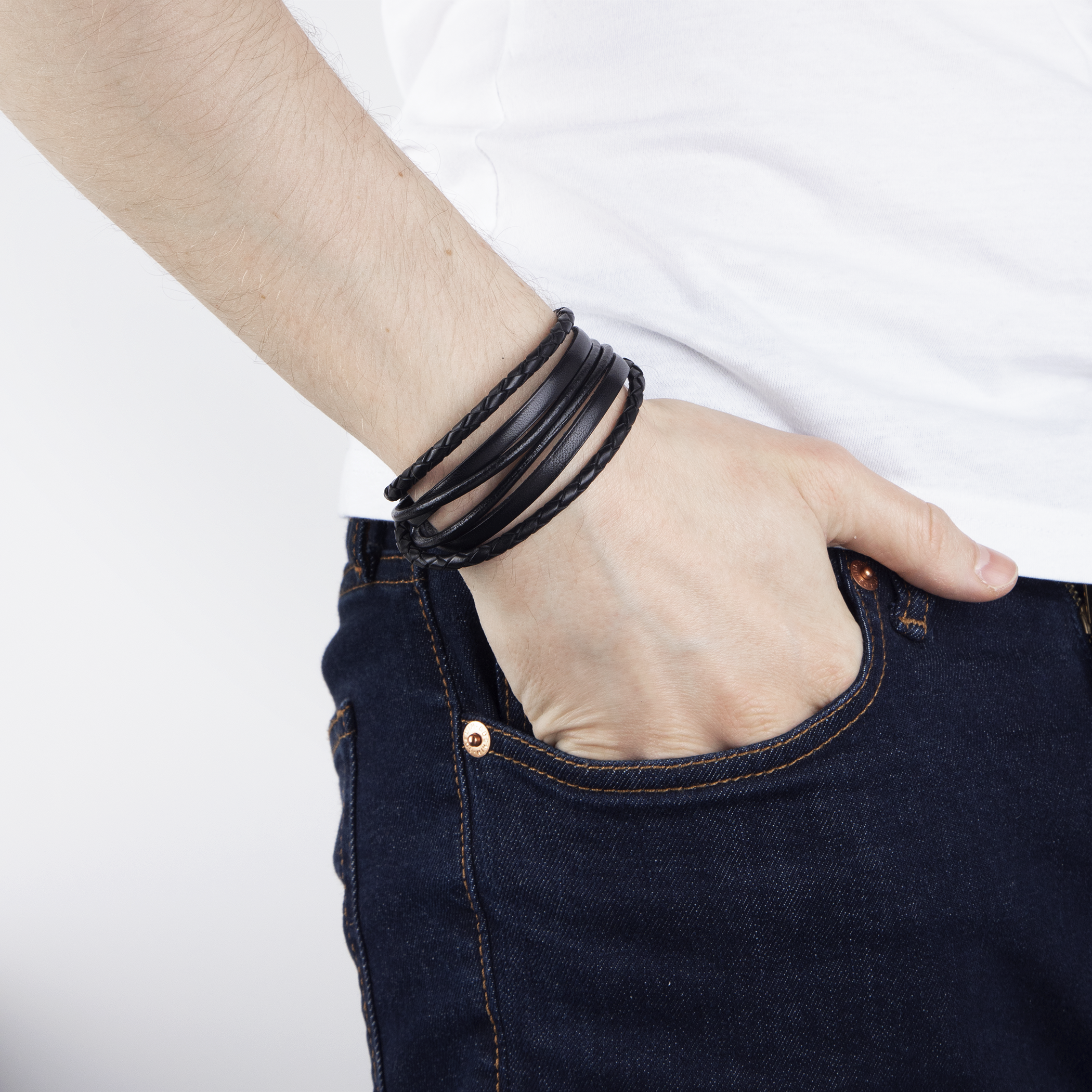 Bransoletka męska Savicki: skóra, rzemyk