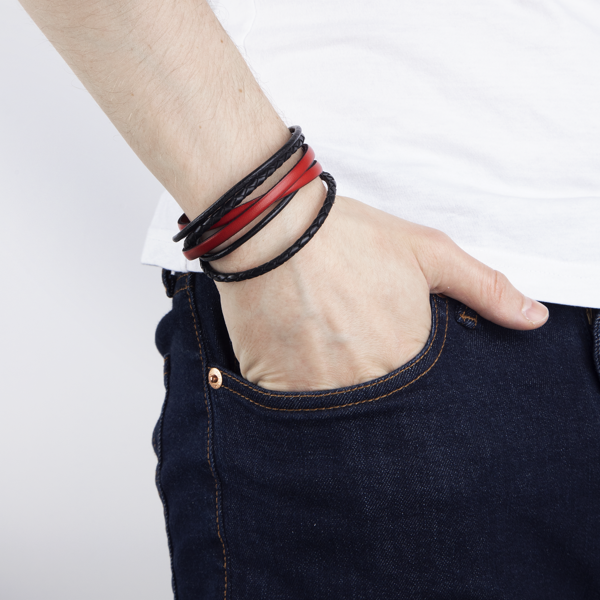 Bransoletka męska Savicki: skóra, rzemyk - 4