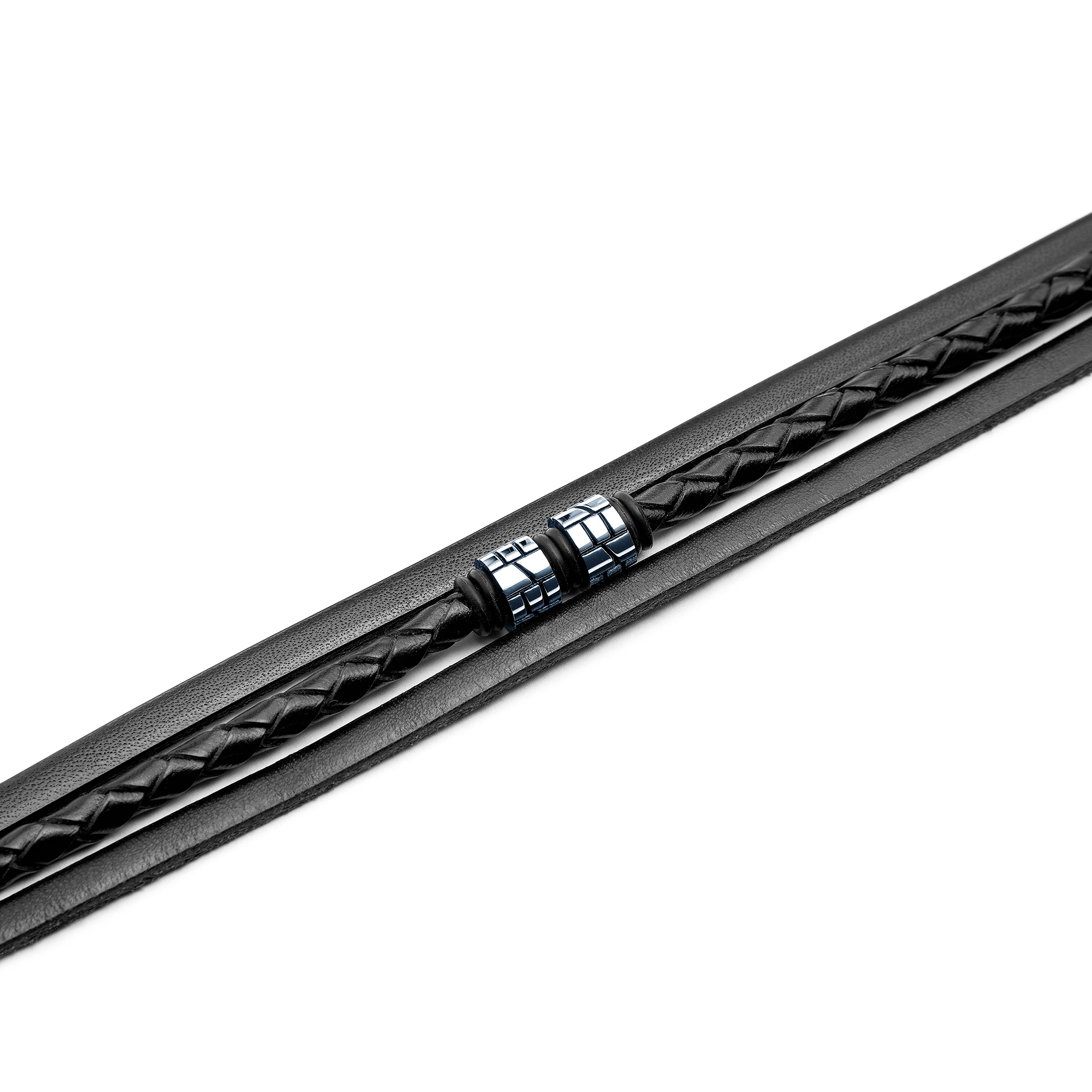 Bransoletka męska Savicki: skóra, rzemyk, stal