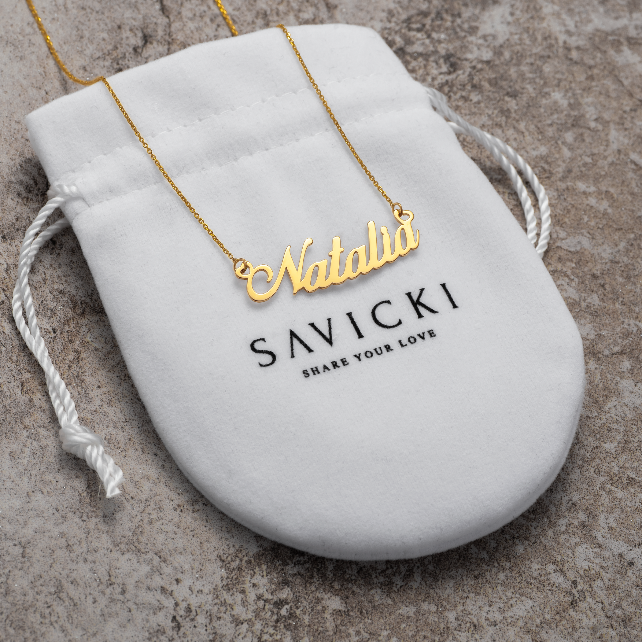 Naszyjnik imię Natalia: żółte złoto - 4
