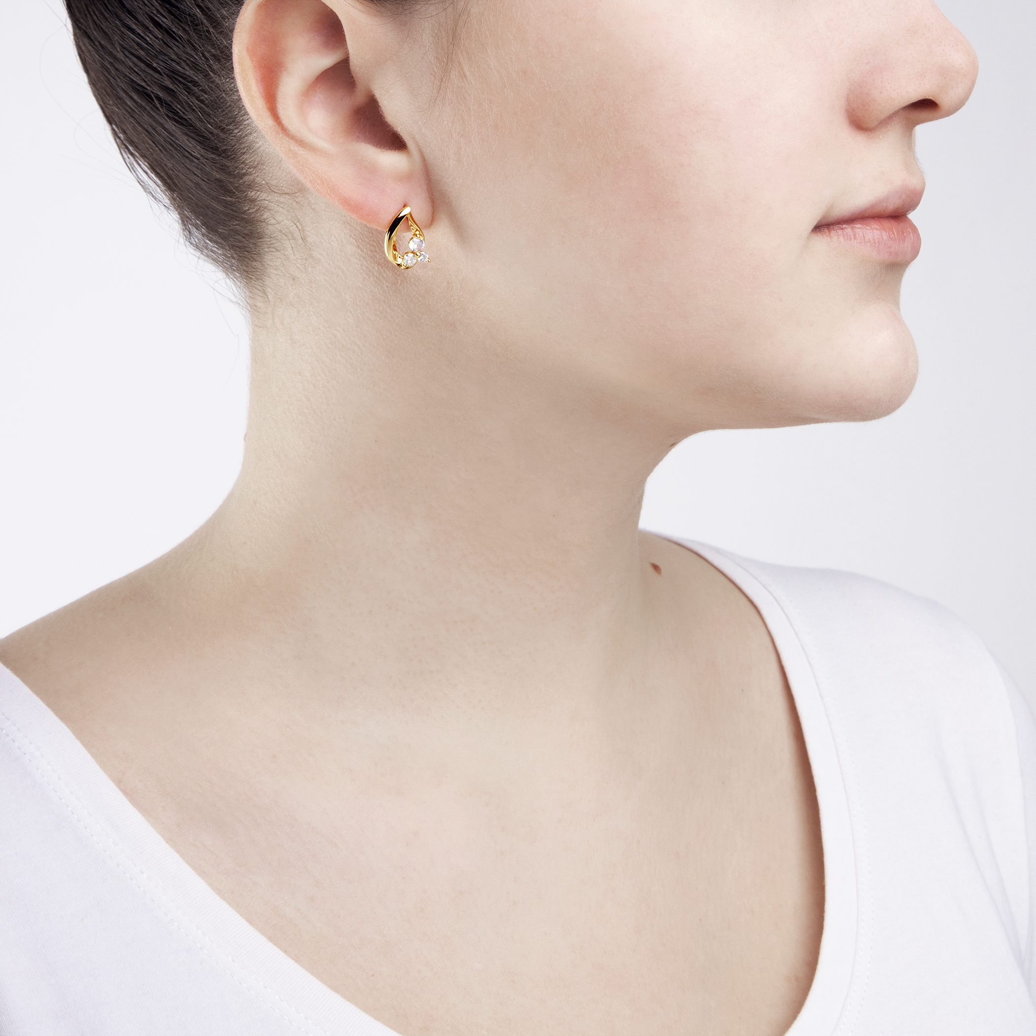 Kolczyki kwiatki Savicki: srebrne pozłacane, cyrkonie - 5