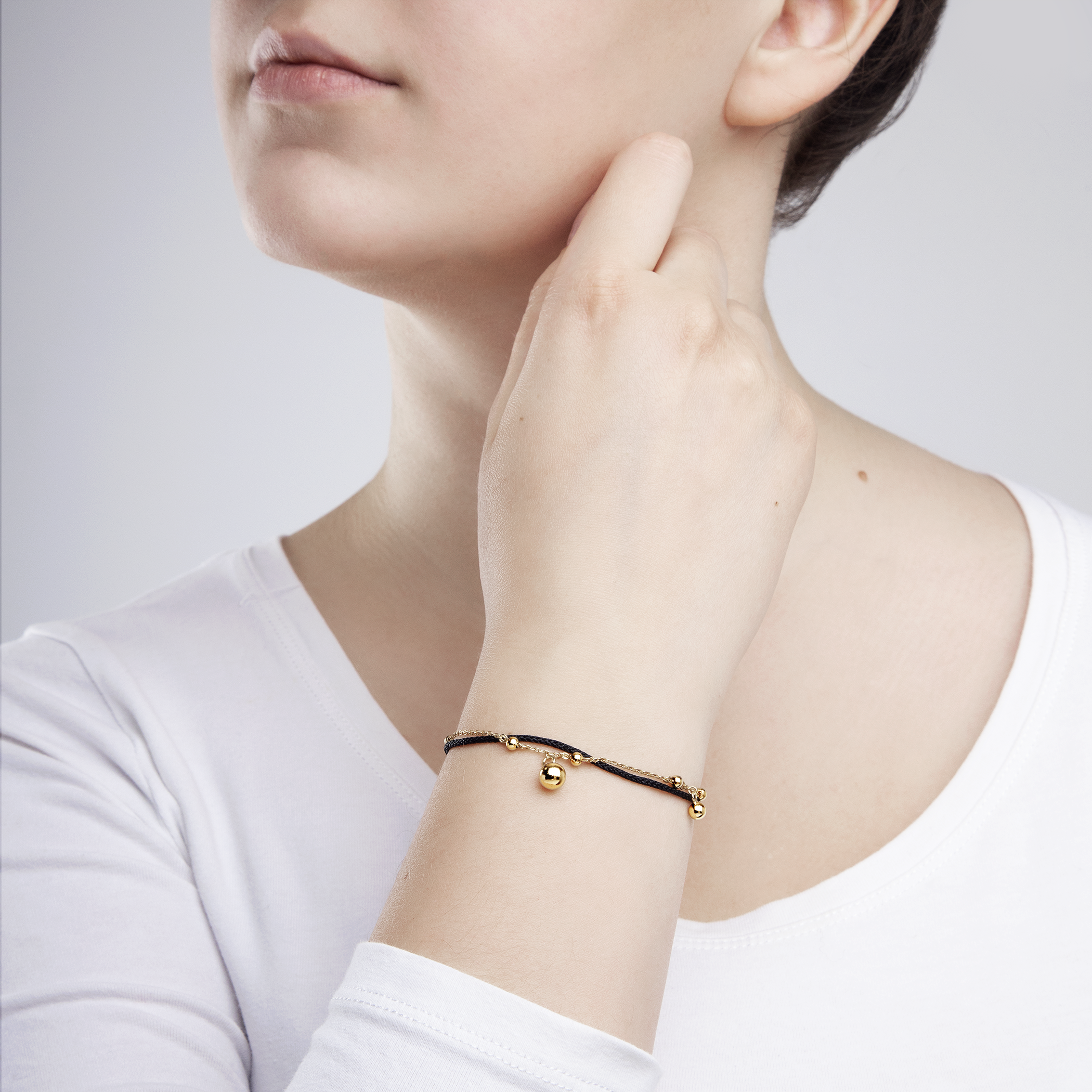 Bransoletka kuleczki Savicki: srebrna pozłacana - 4