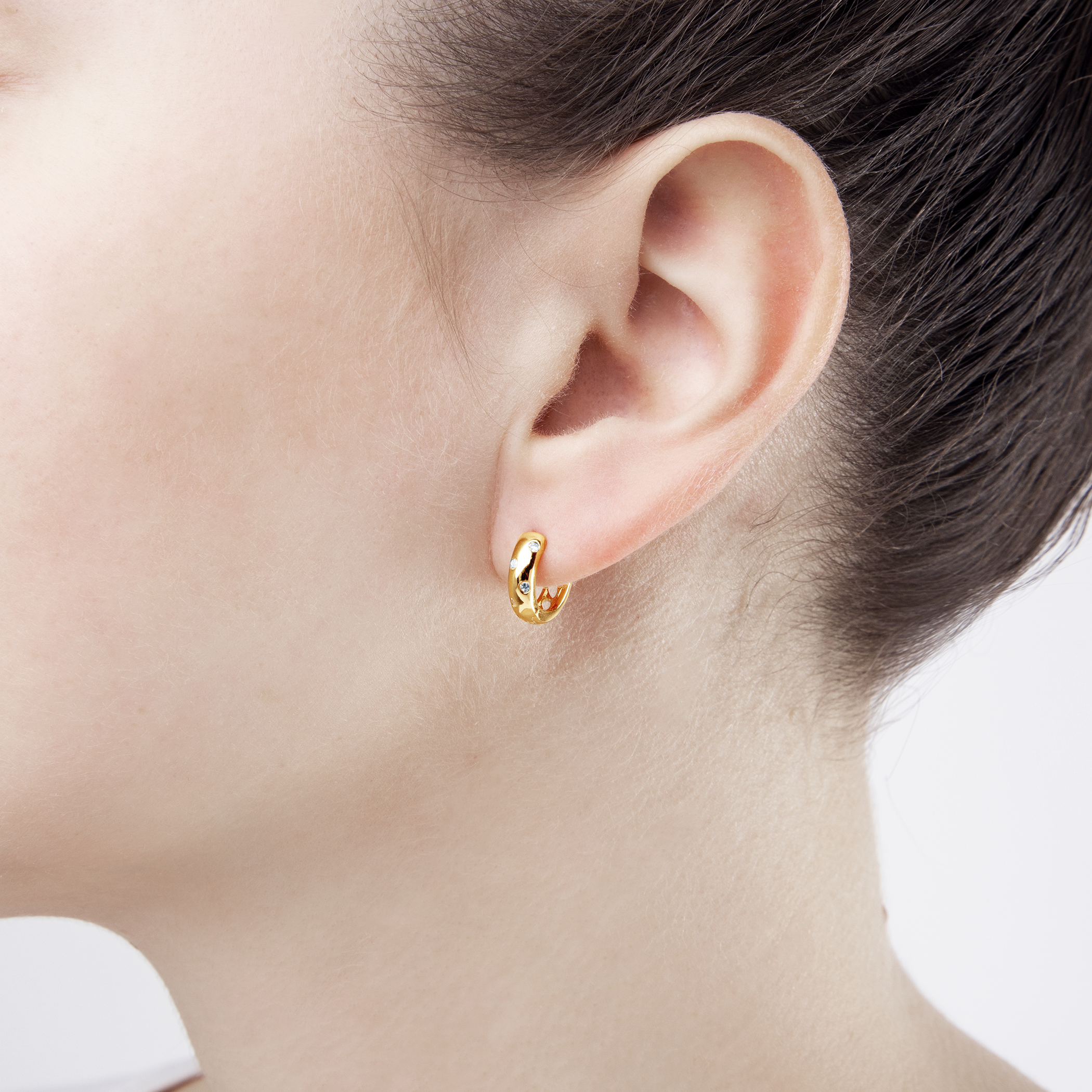 Kolczyki koła Savicki: srebrne pozłacane, cyrkonie - 4