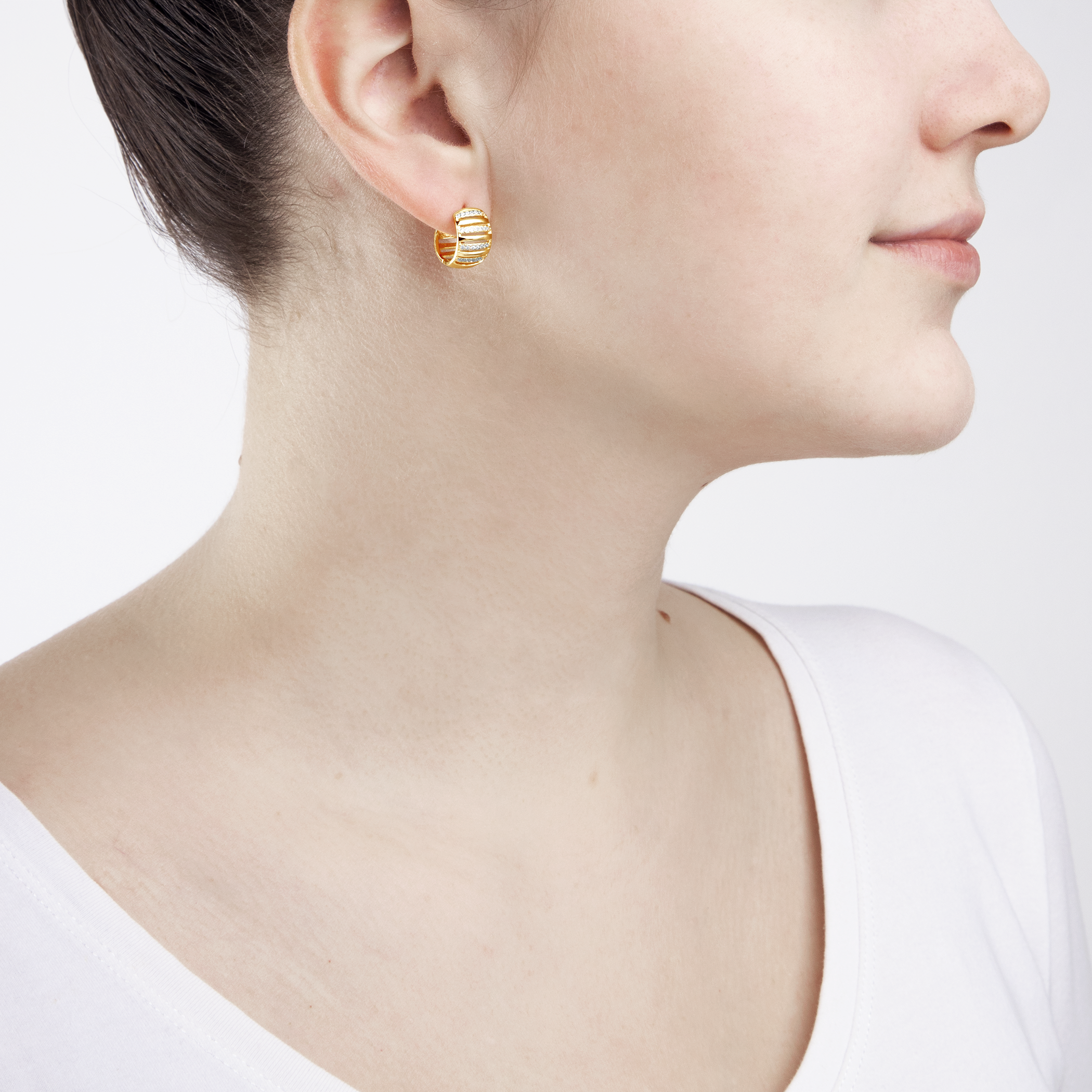 Kolczyki koła Savicki: srebrne pozłacane, cyrkonie