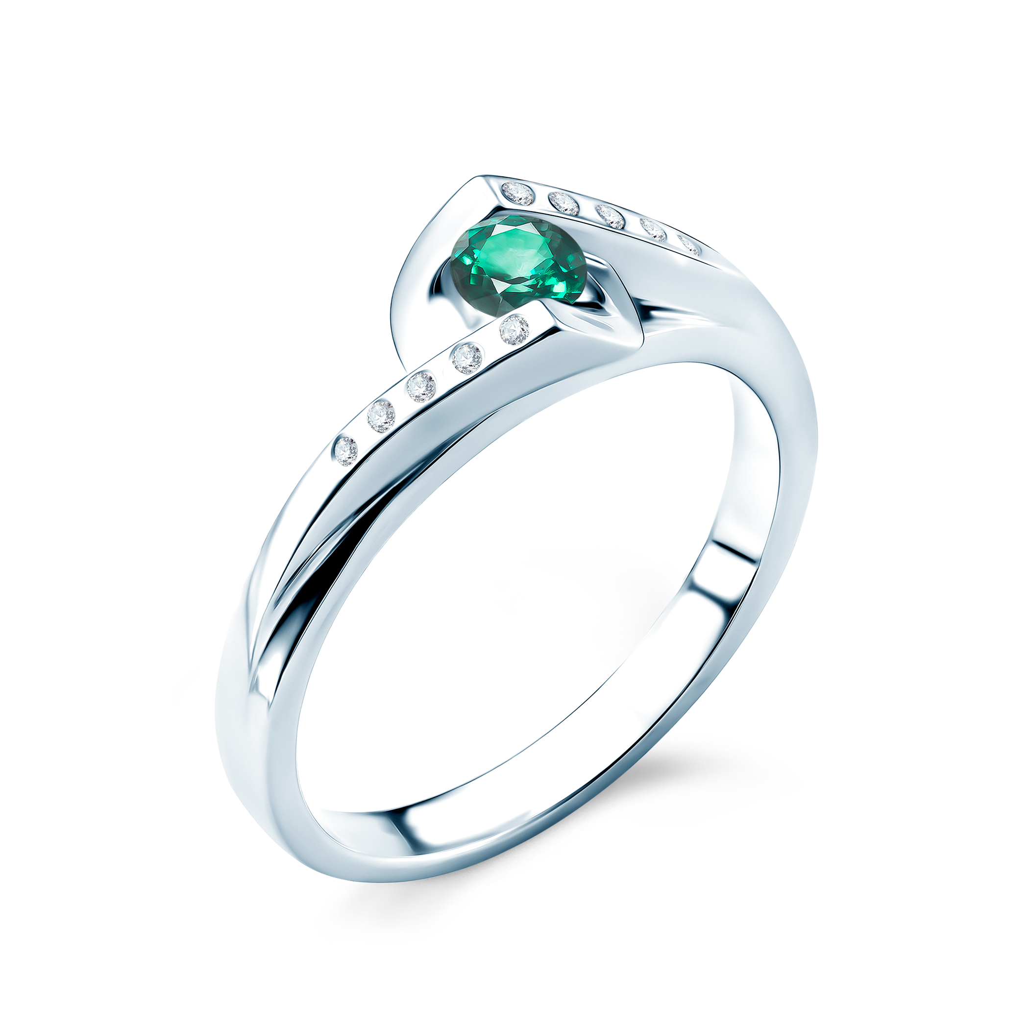 Ring Secret Garden: Weißgold, Smaragd