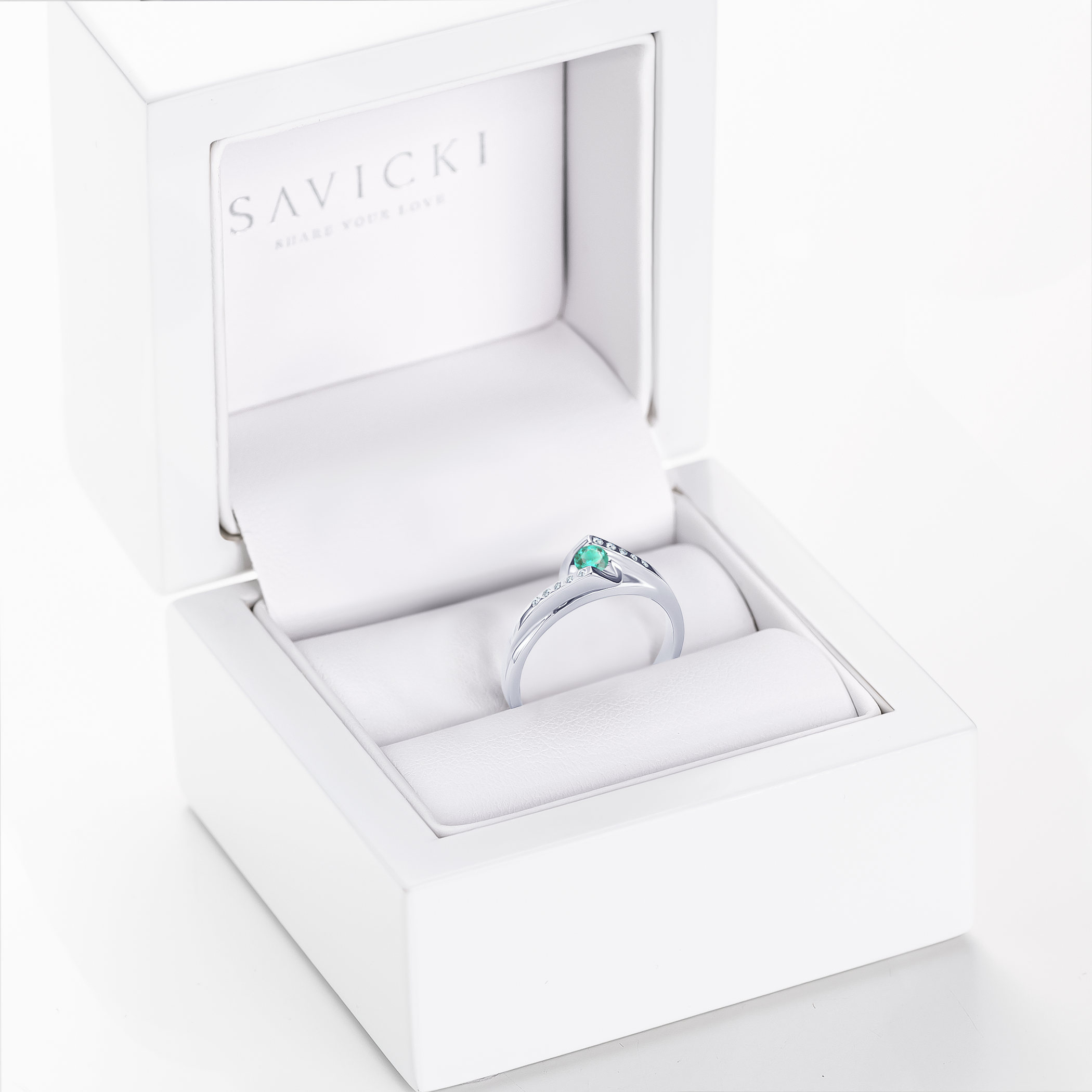 Ring Secret Garden: Weißgold, Smaragd