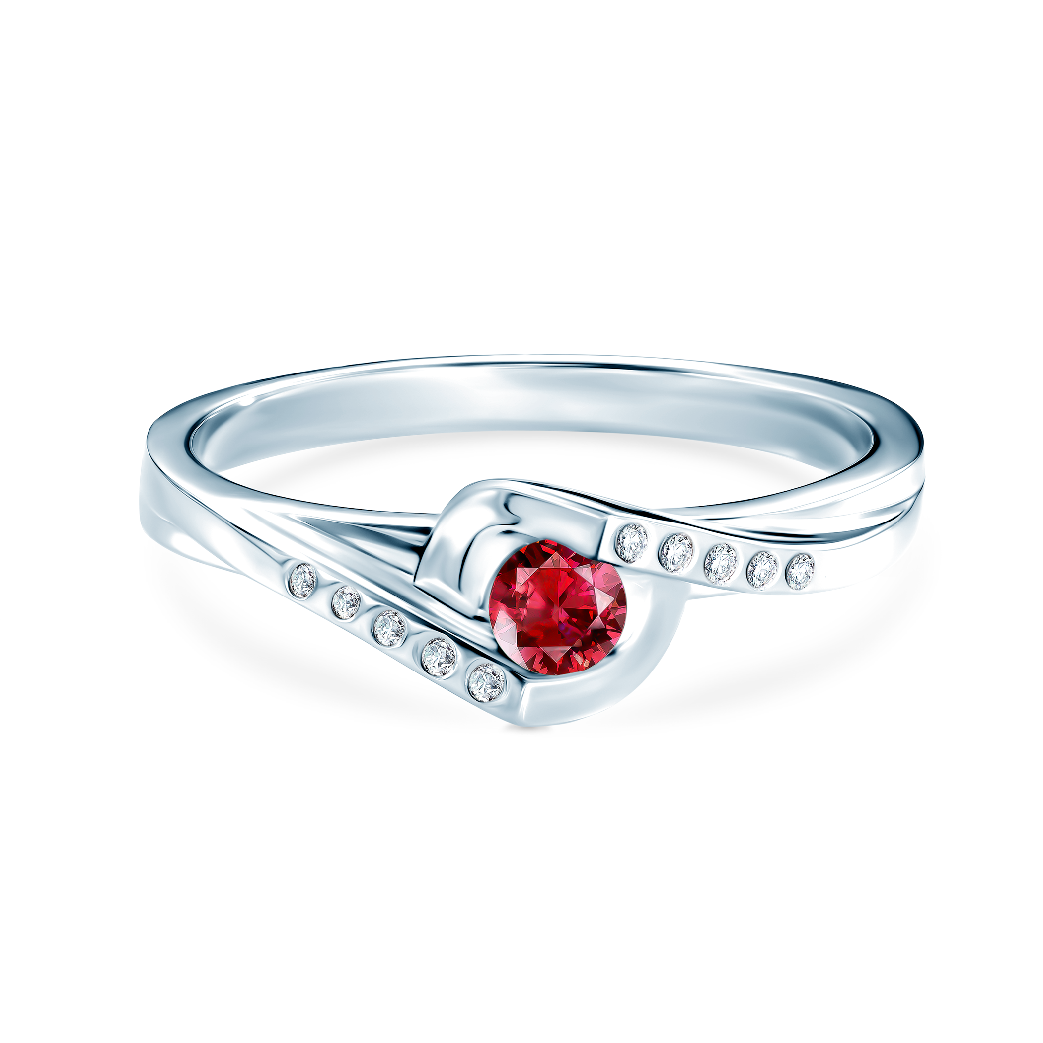 Pierścionek Red Passion: białe złoto, rubin