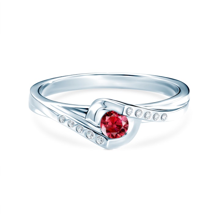 Prsten Red Passion: bílé zlato, rubín