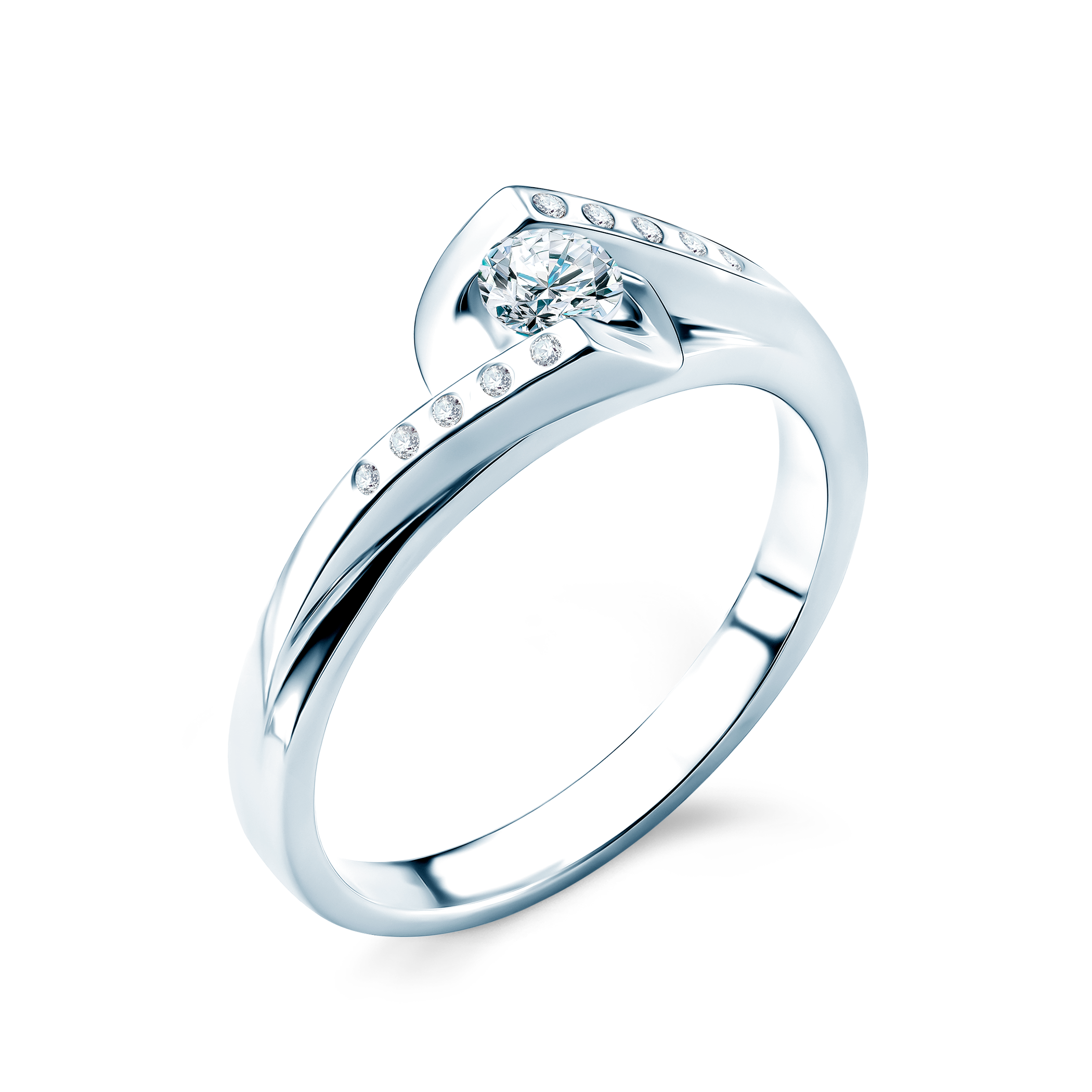 Pierścionek zaręczynowy SAVICKI: białe złoto, diamenty