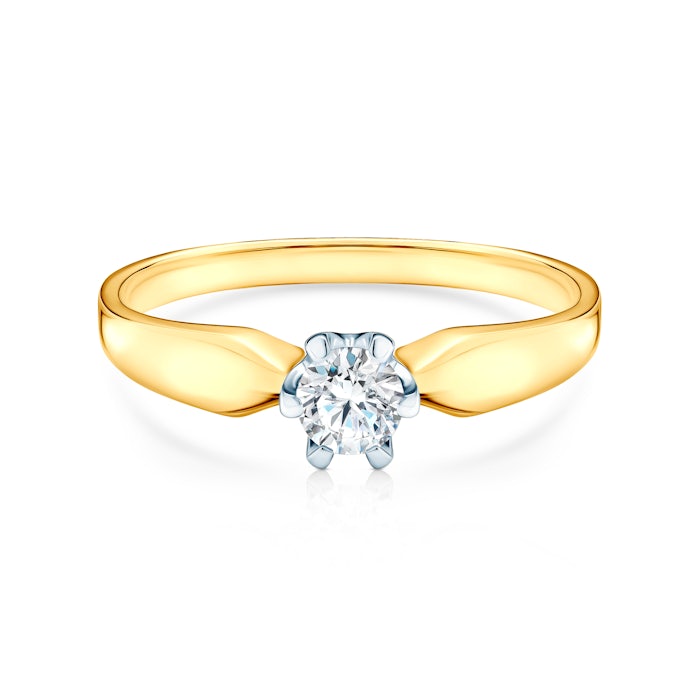 Pierścionek zaręczynowy Triumph of Love: dwukolorowe złoto, z diamentem