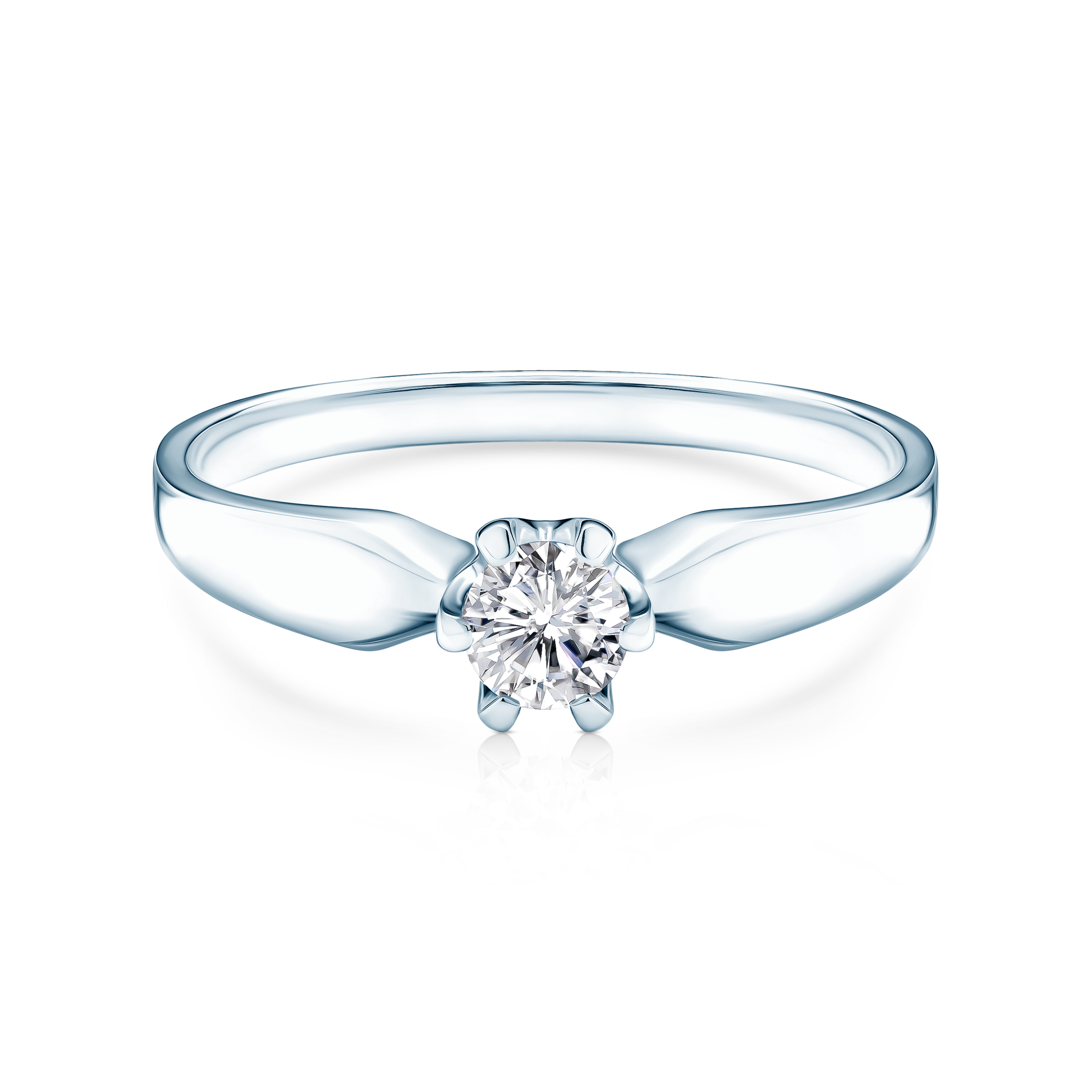 Pierścionek zaręczynowy Triumph of Love: białe złoto, biały szafir