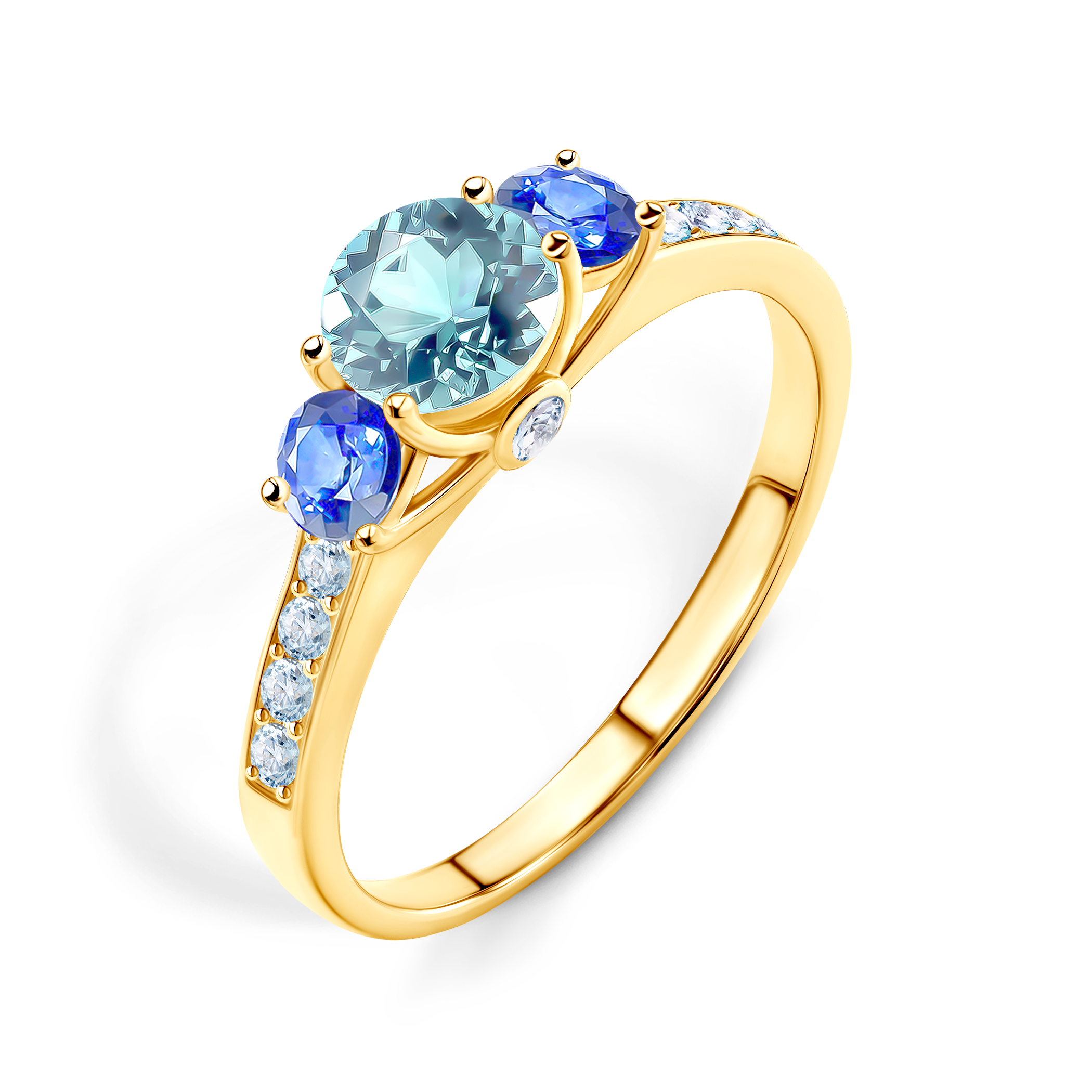 Pierścionek zaręczynowy Dream: złoty, akwamaryn - 4