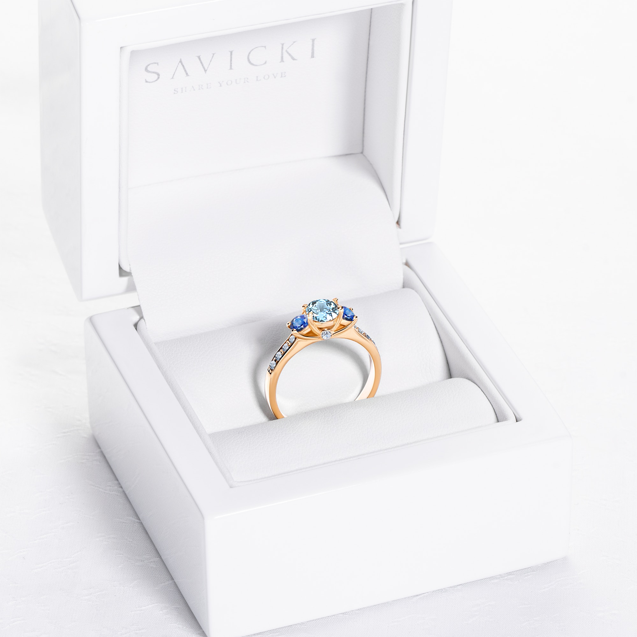 Pierścionek zaręczynowy Dream: złoty, akwamaryn - 7