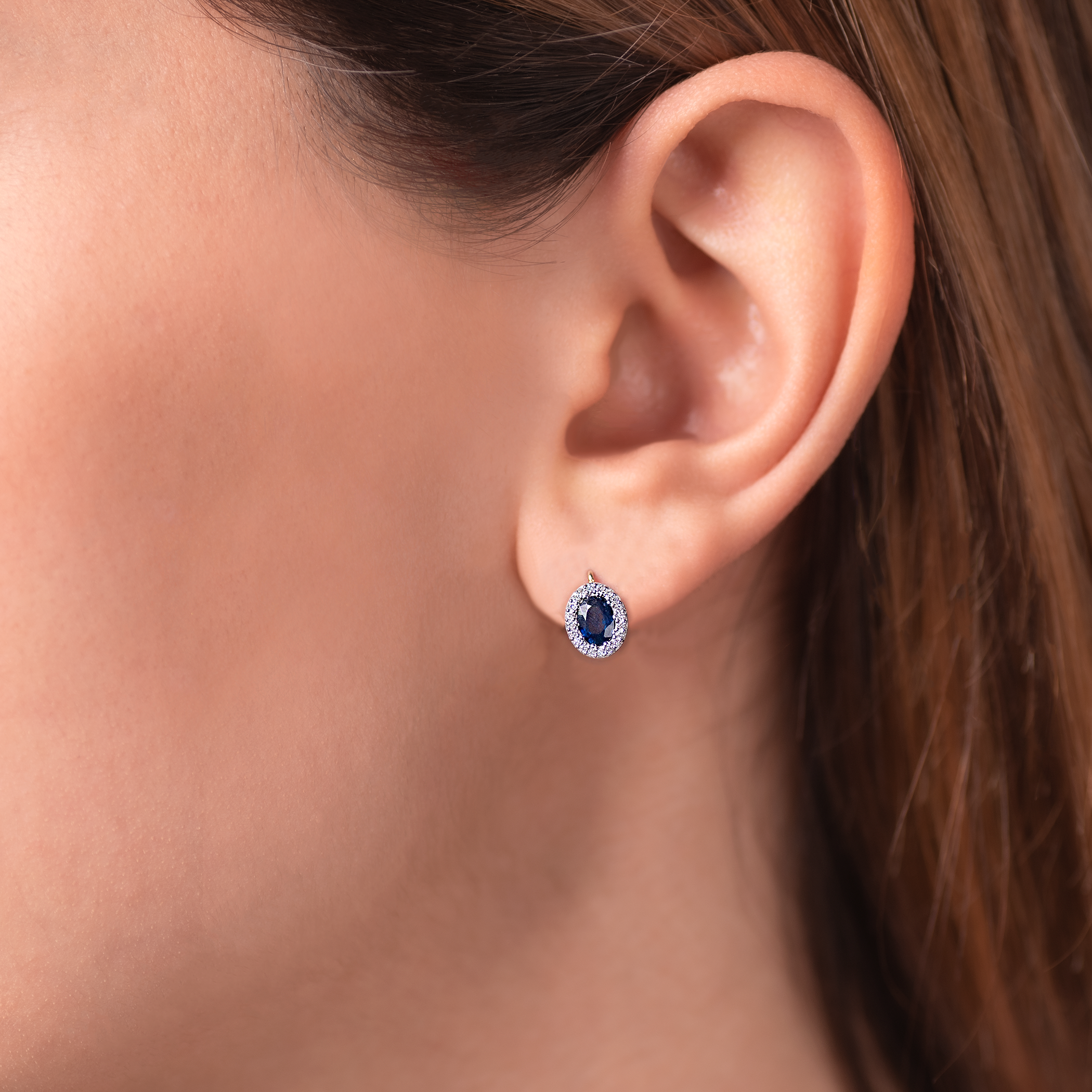 Ohrringe Savicki: Zweifarbiges Gold, Blauer Saphire, Diamanten - 5