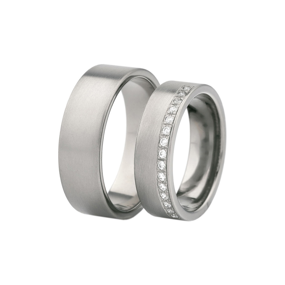 Wedding Rings: Titanium, Flat Shaped, 6 mm