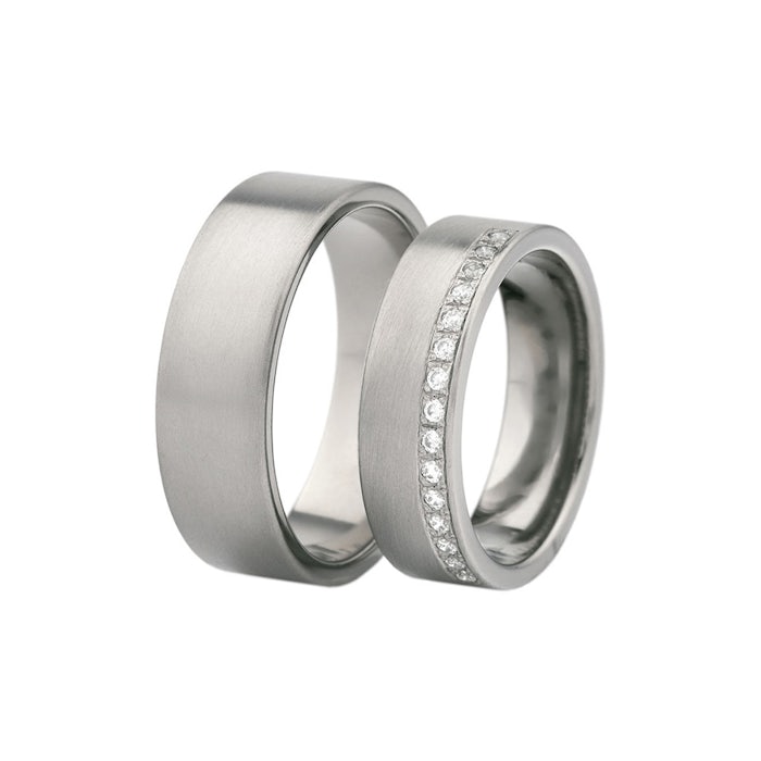 Wedding Rings: Titanium, Flat Shaped, 6 mm