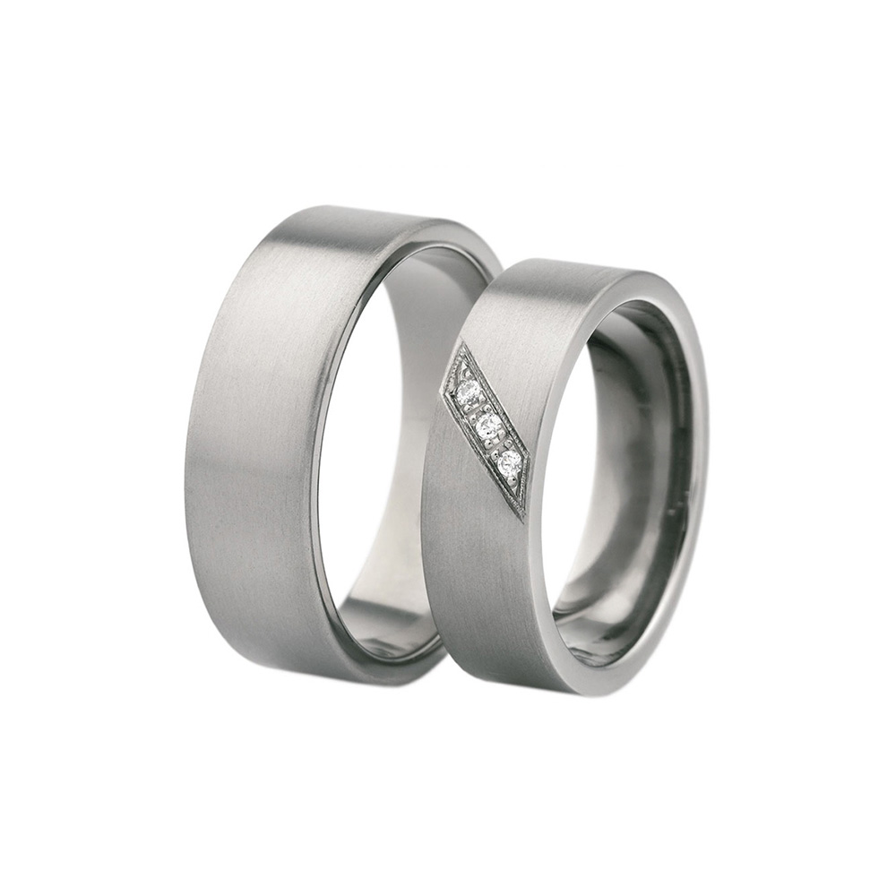 Wedding Rings: Titanium, Flat Shaped, 7 mm