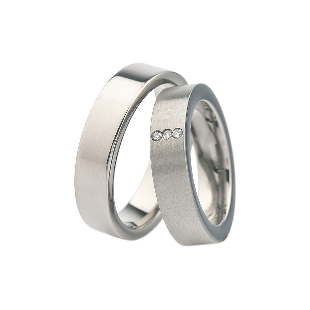 Wedding Rings: Titanium, Flat Shaped, 5 mm