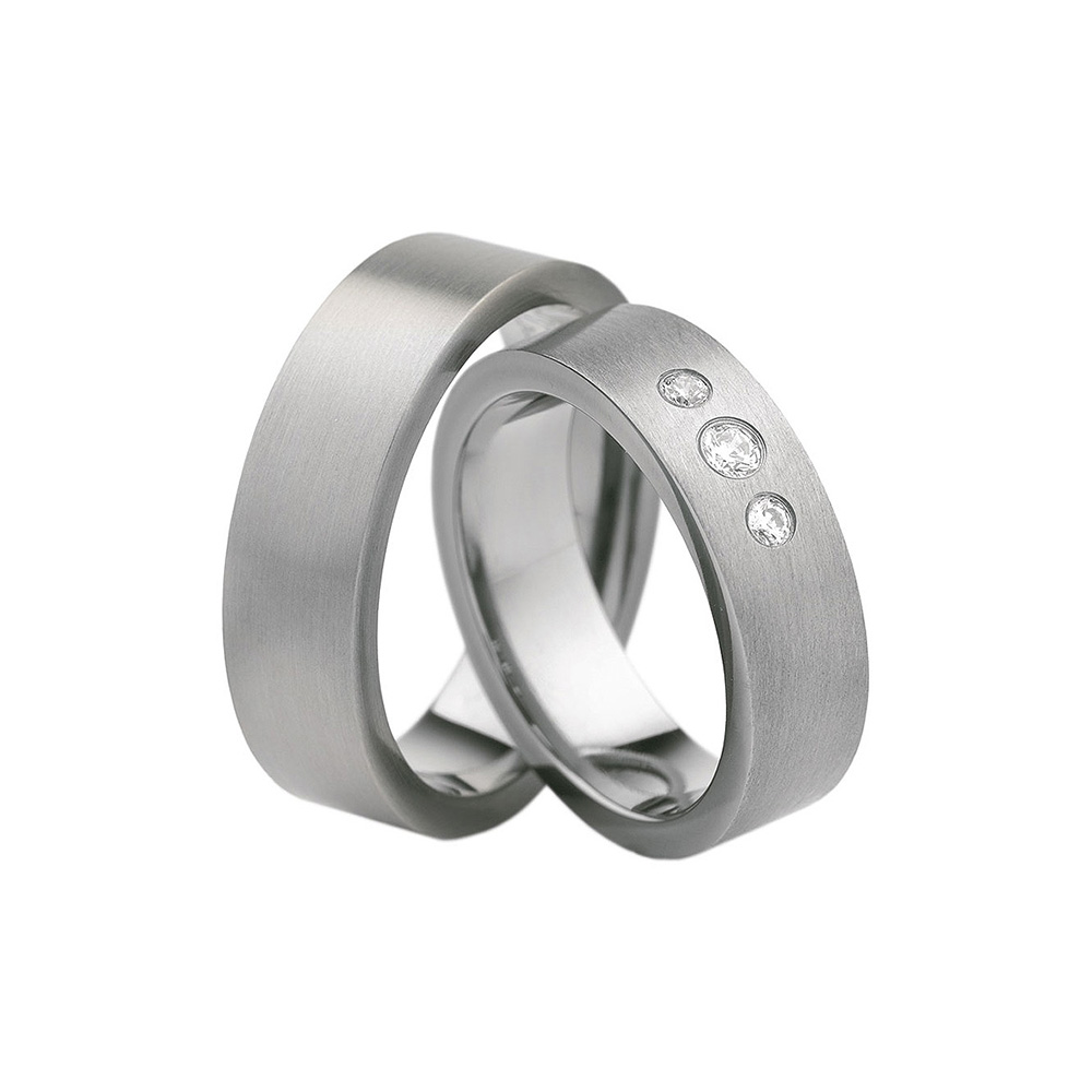 Wedding Rings: Titanium, Flat Shaped, 6 mm