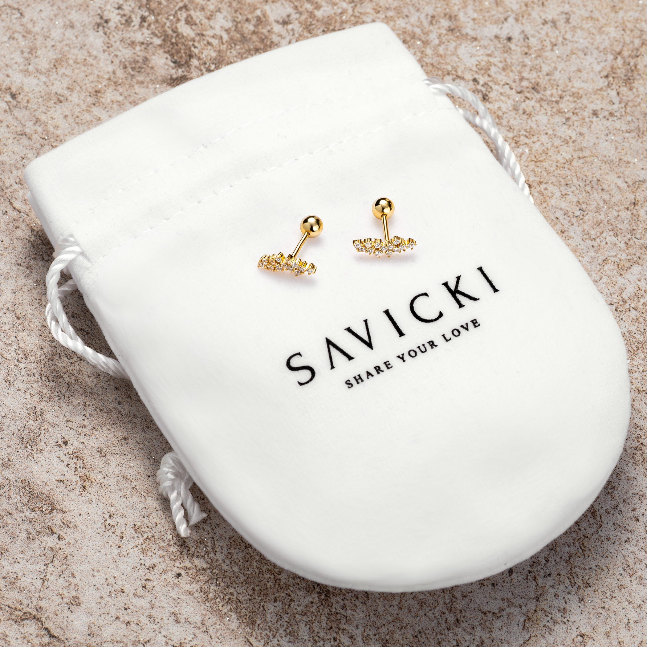 Kolczyki Savicki: srebrne pozłacane, cyrkonie - 3