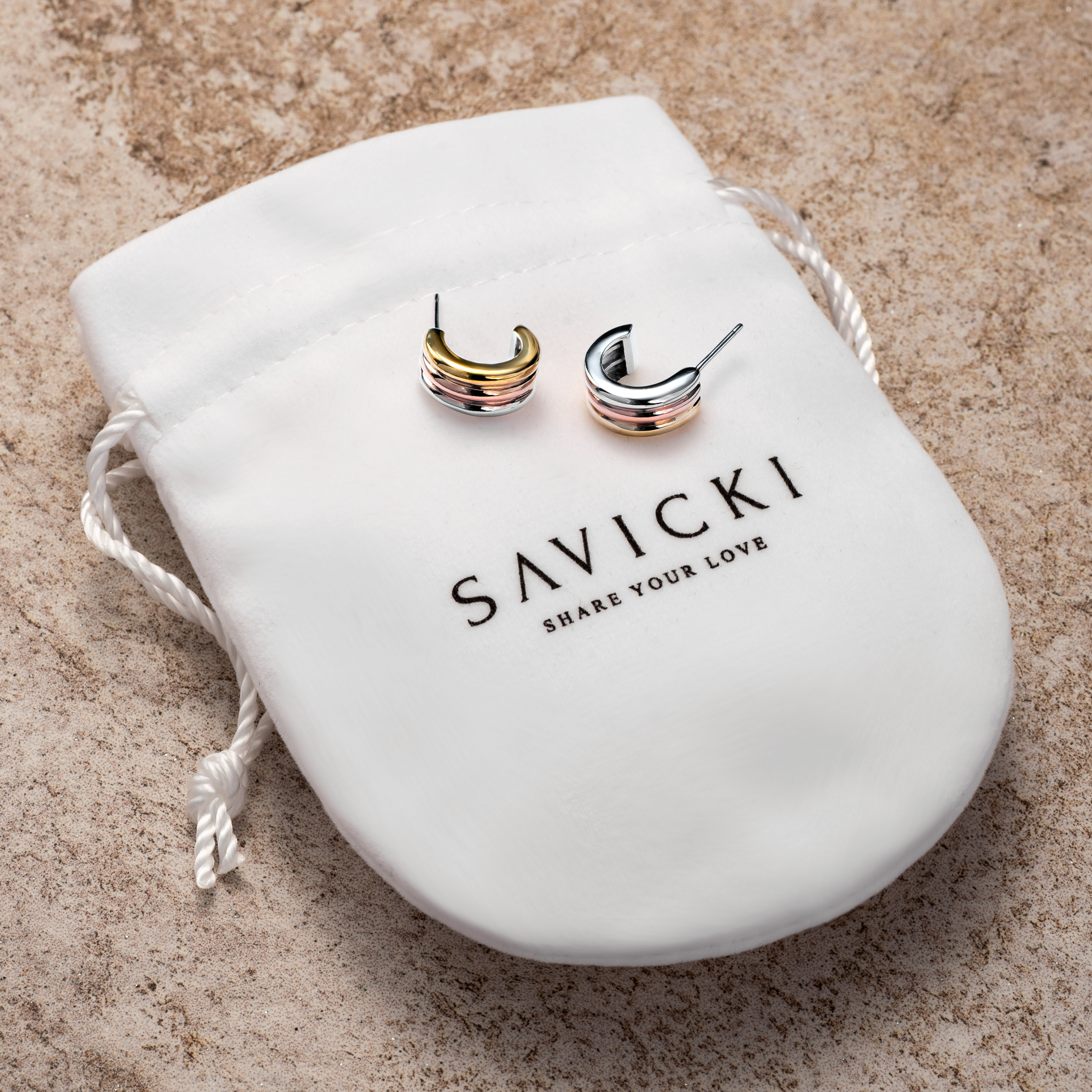 Kolczyki Savicki: srebrne pozłacane - 3