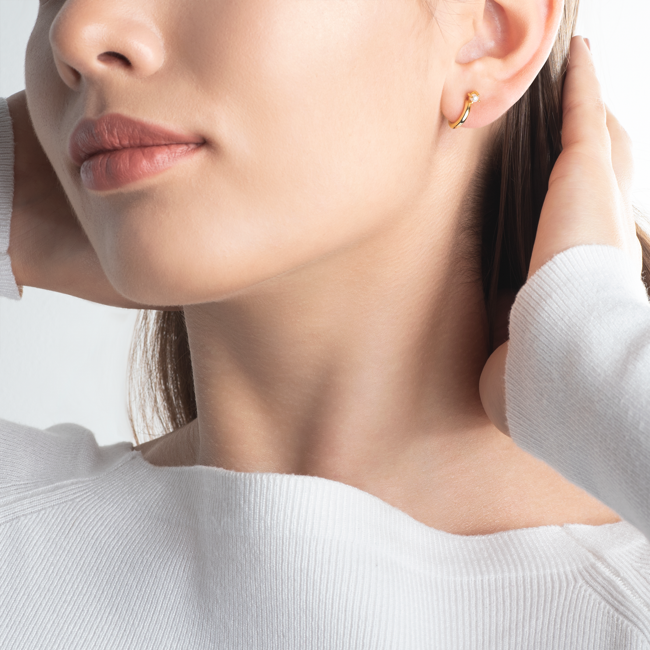 Kolczyki Savicki: srebrne pozłacane, perły - 5