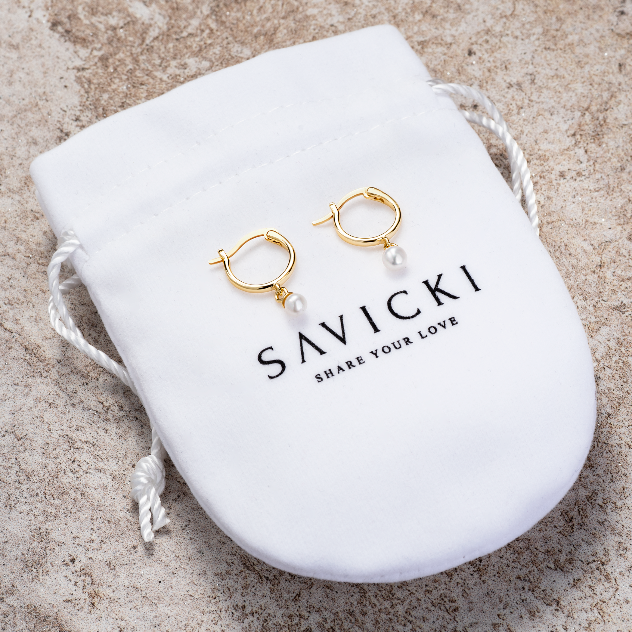 Kolczyki koła Savicki: srebrne pozłacane, perły - 3