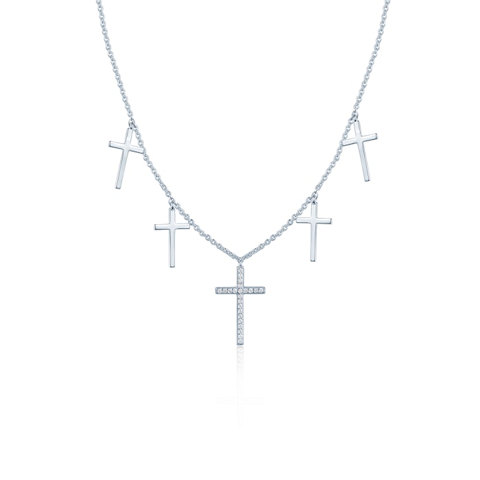 Naszyjnik krzyżyki Savicki: srebrny, cyrkonie