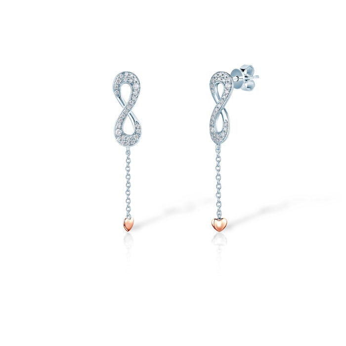 Earrings Infinity Savicki: silver plated, cubic zirconia