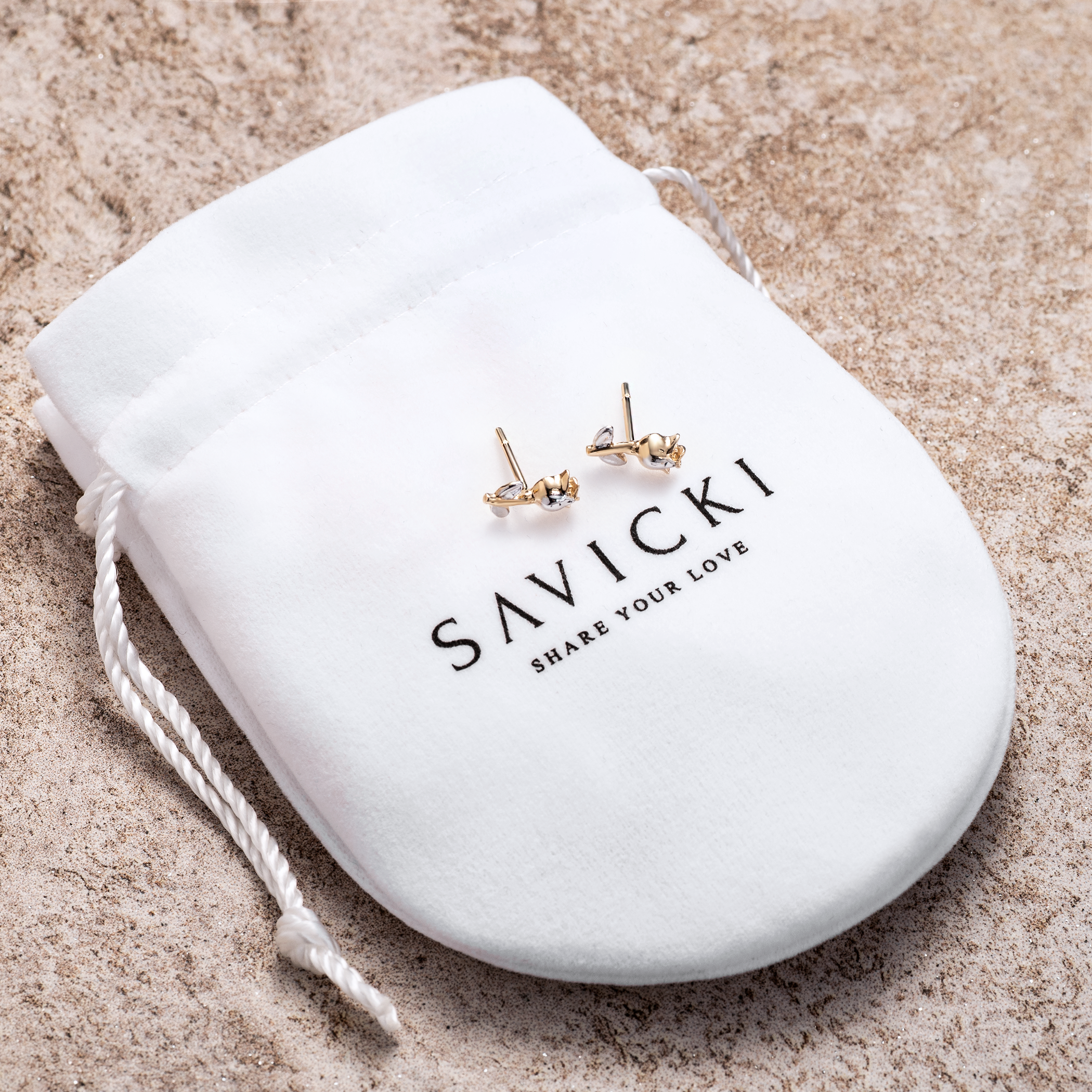 Kolczyki róże Savicki: złote - 4