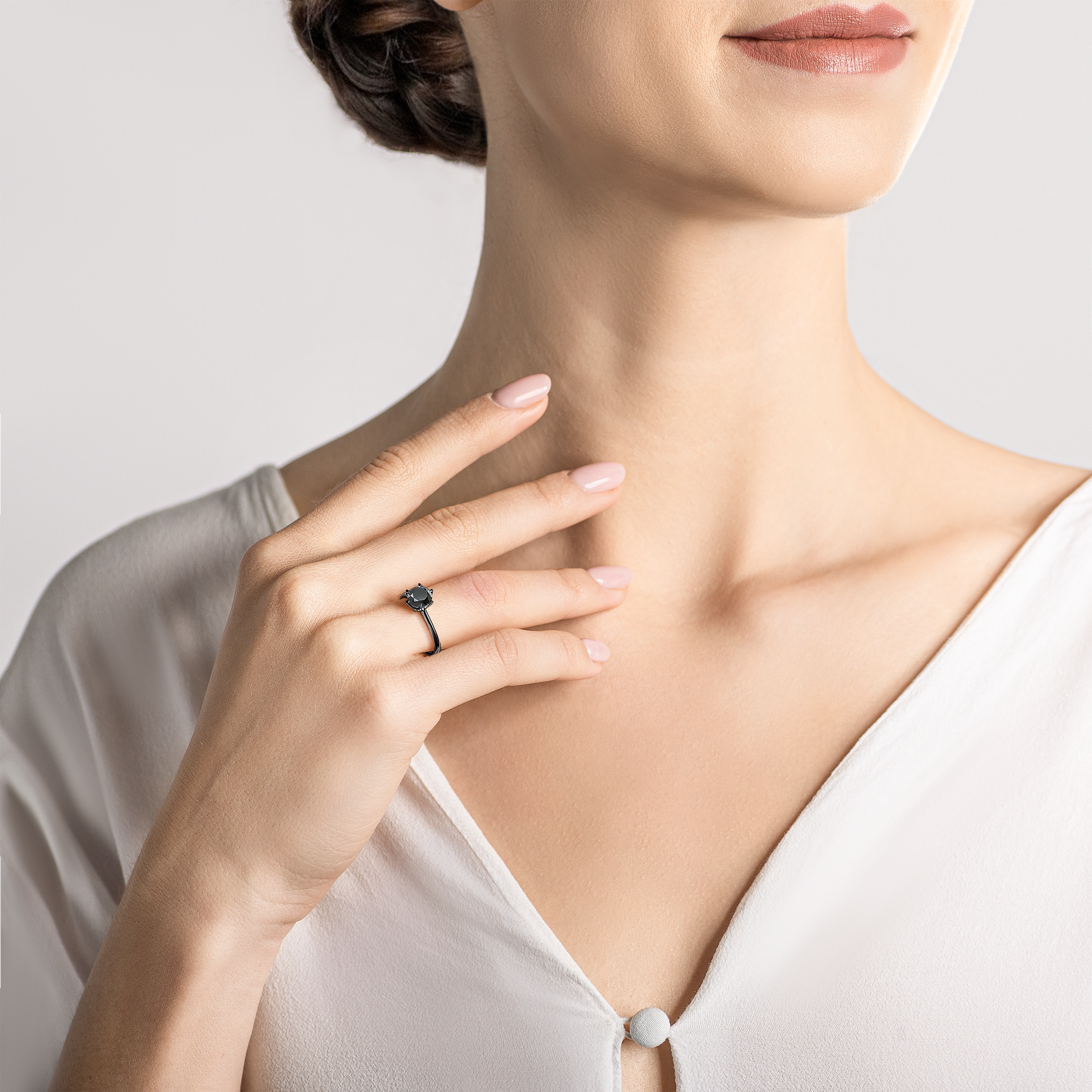 Verlobungsring The Journey: Schwarzes Gold, Schwarz Diamant