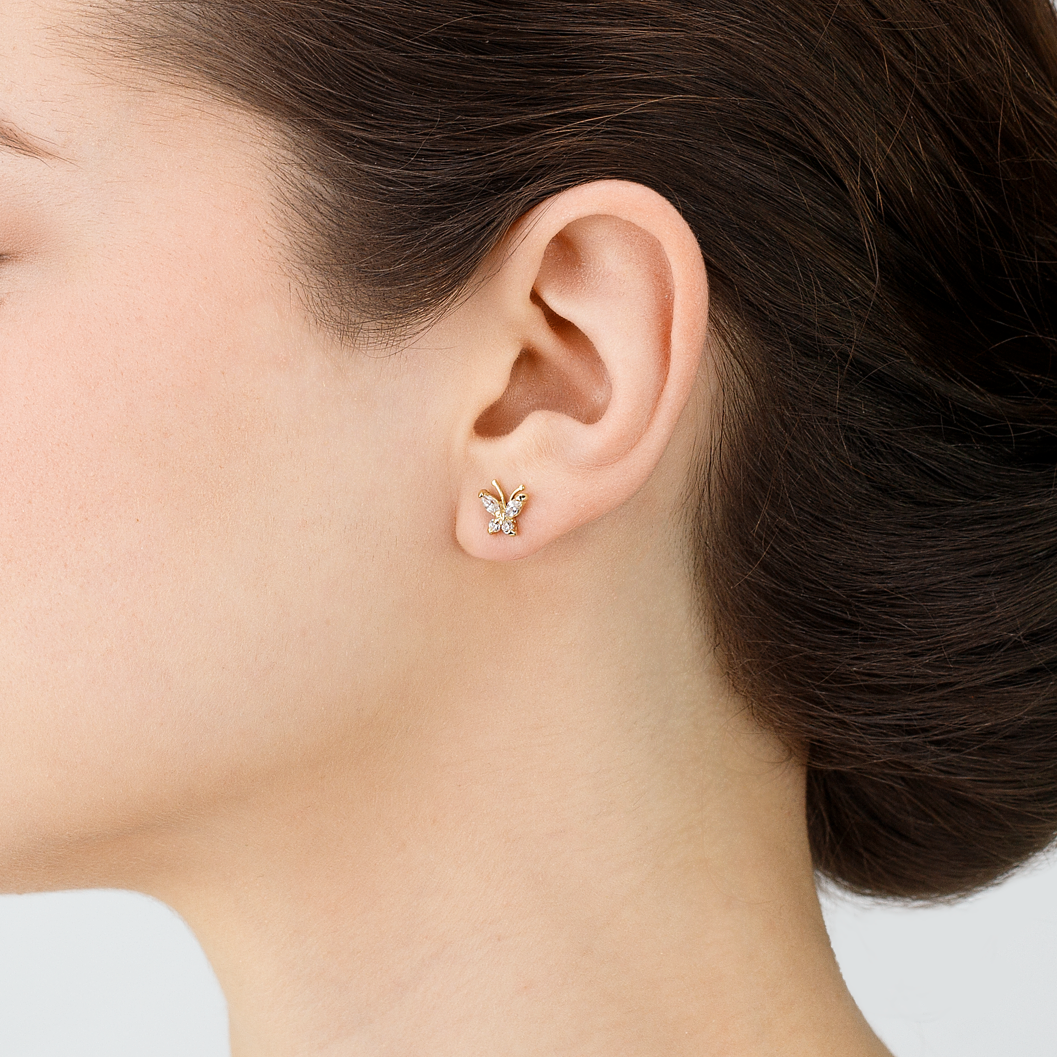 Kolczyki motylki Savicki: złote, cyrkonie - 4